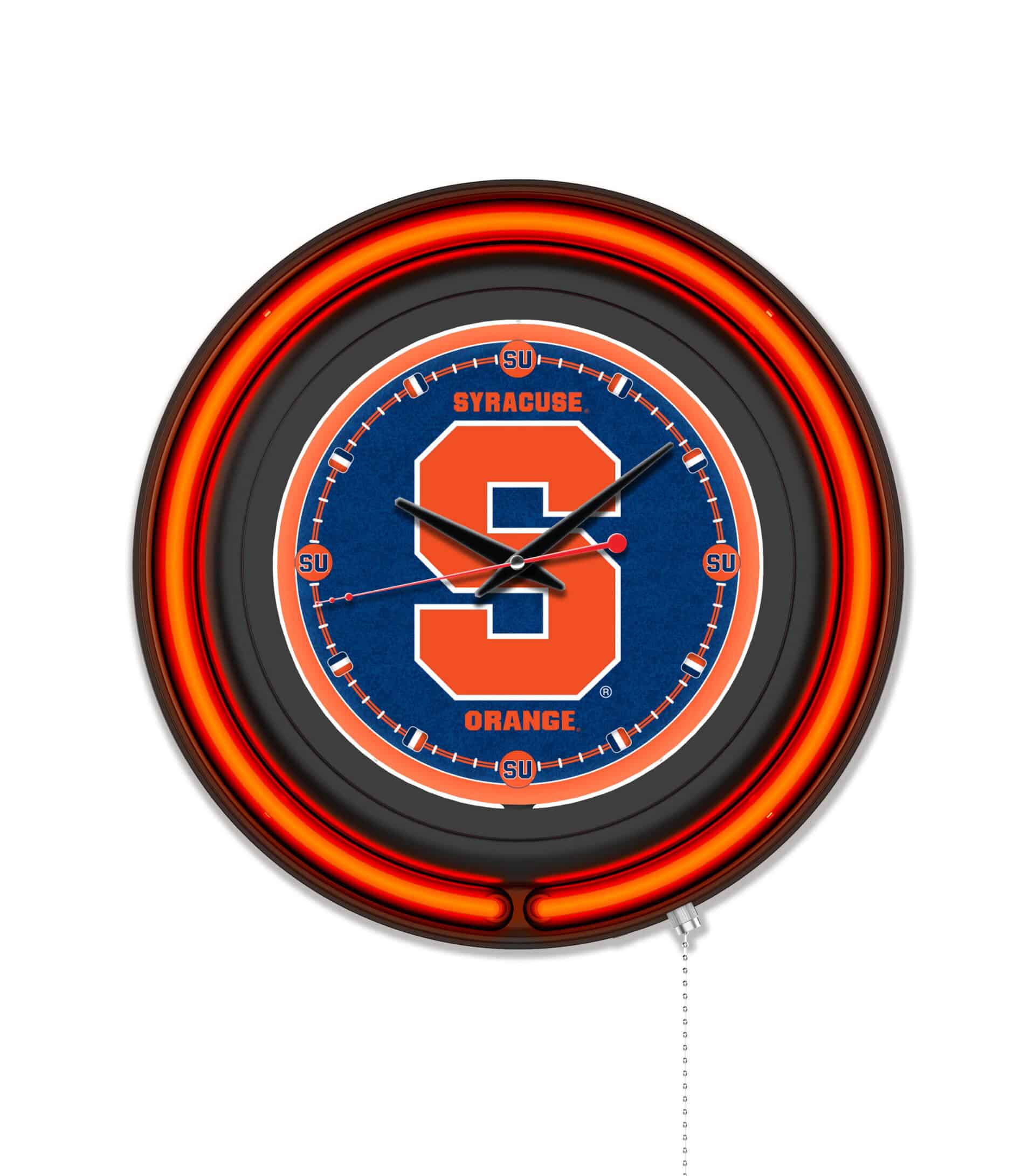 Syracuse University 15-Inch Neon Logo Clock in Black