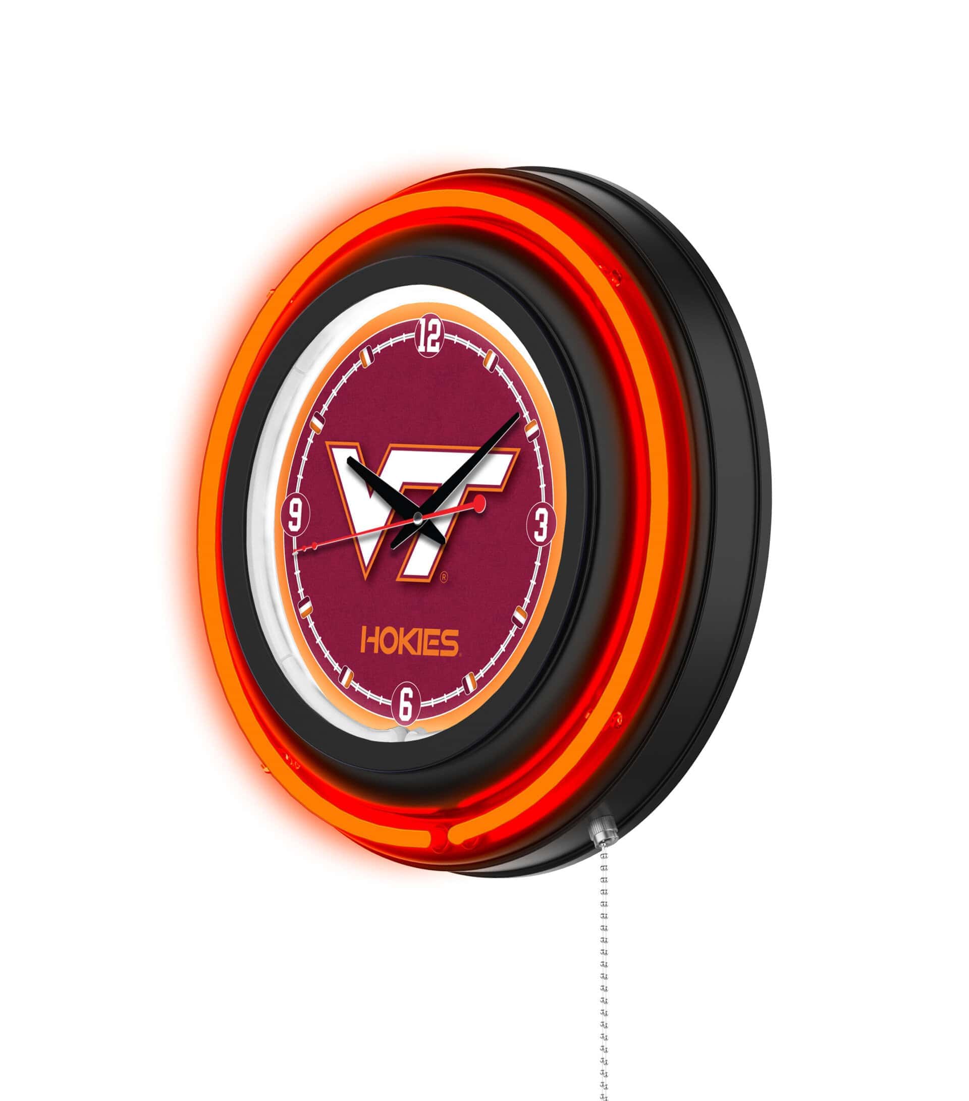 Virginia Tech University 15-Inch Neon Logo Clock in Black
