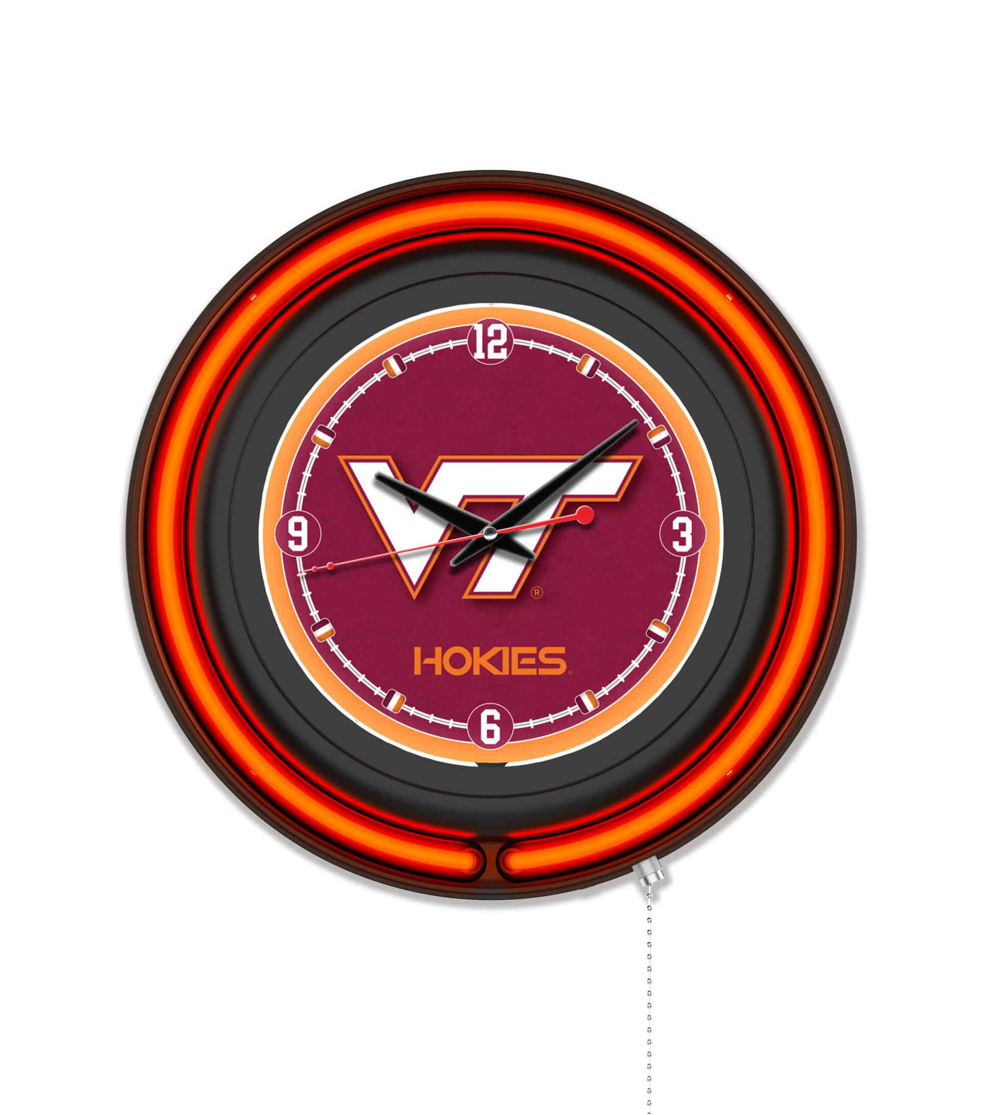 Virginia Tech University 15-Inch Neon Logo Clock in Black