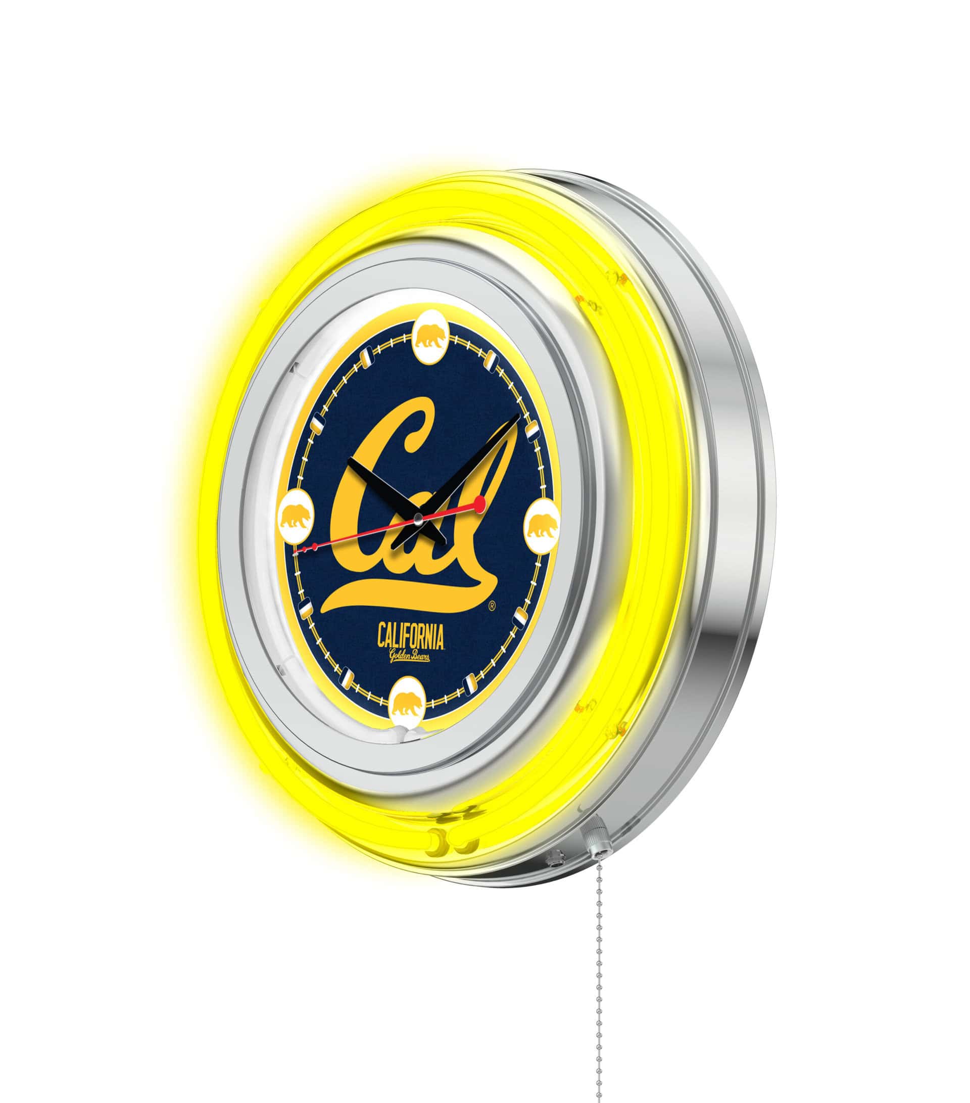 University of California 15-Inch Neon Logo Clock in Chrome