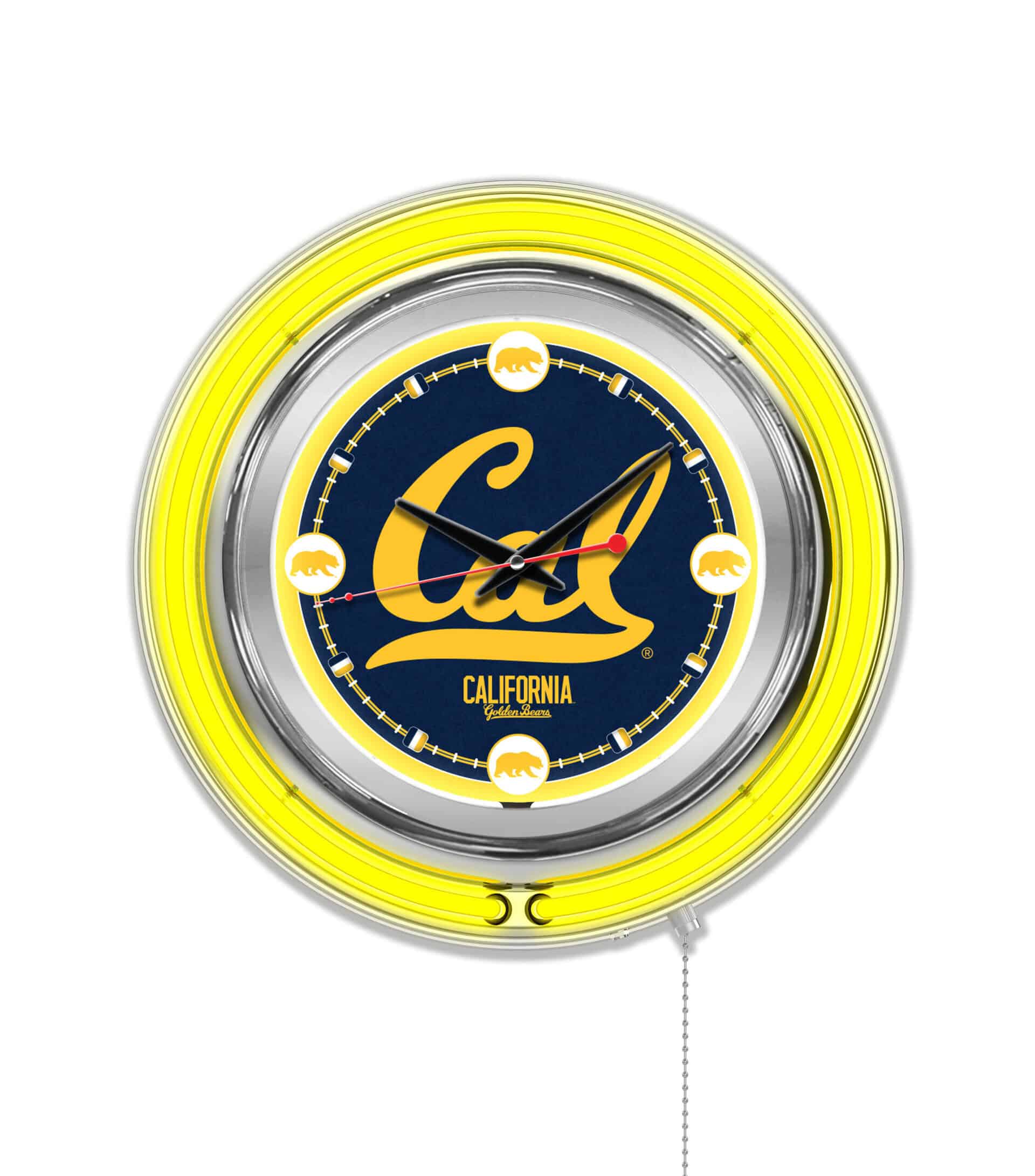 University of California 15-Inch Neon Logo Clock in Chrome