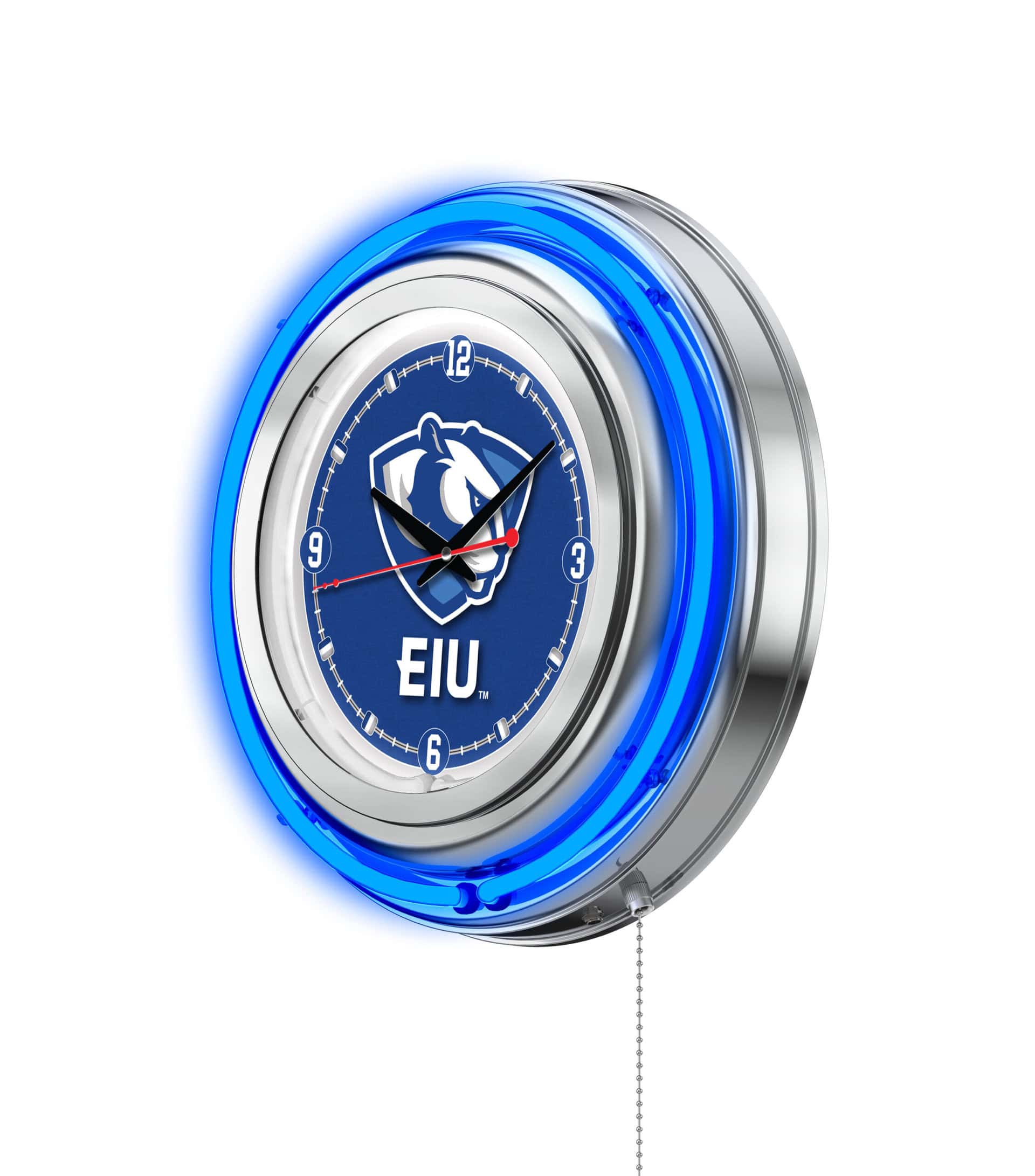 Eastern Illinois University 15-Inch Neon Logo Clock in Chrome