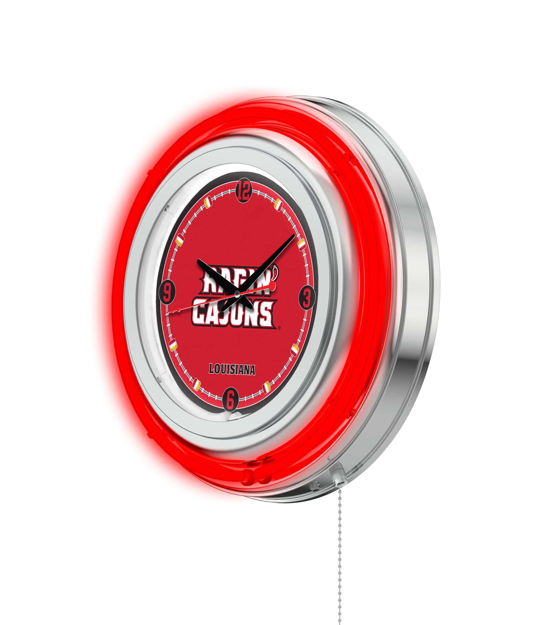University of Louisiana at Lafayette 15-Inch Neon Logo Clock in Chrome