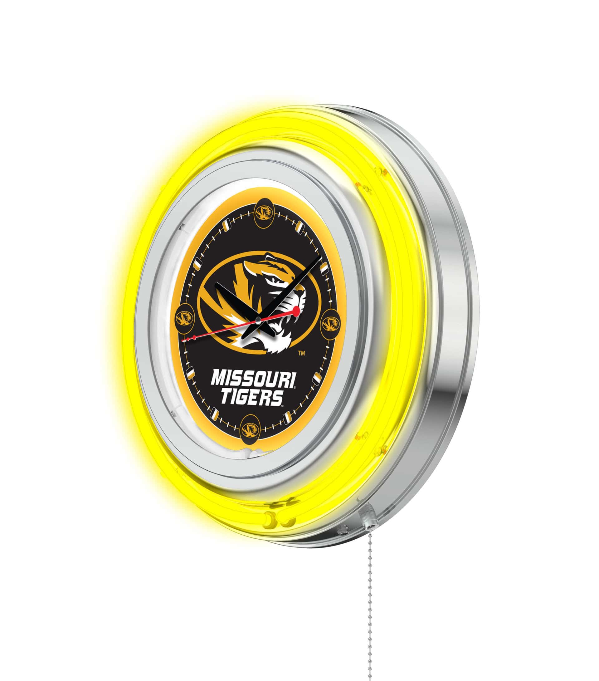 University of Missouri 15-Inch Neon Logo Clock in Chrome