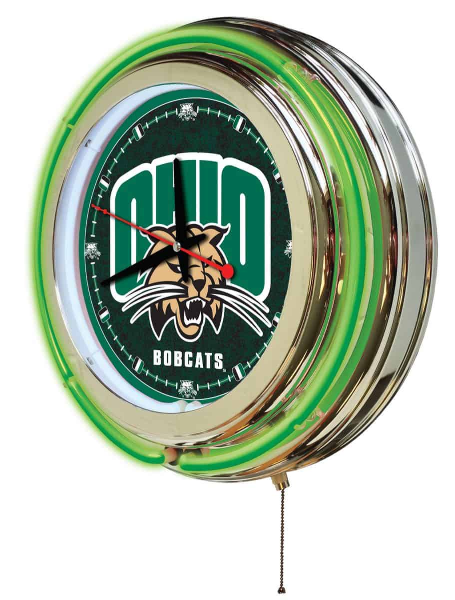 Ohio University 15-Inch Neon Logo Clock in Chrome