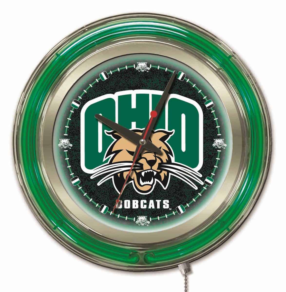 Ohio University 15-Inch Neon Logo Clock in Chrome