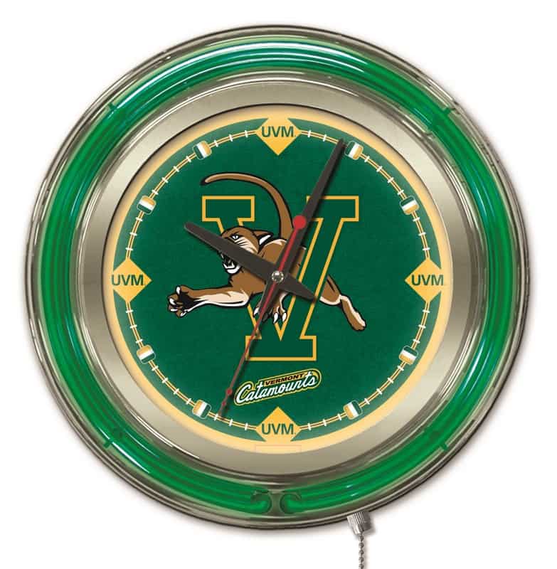 University of Vermont 15-Inch Neon Logo Clock in Chrome