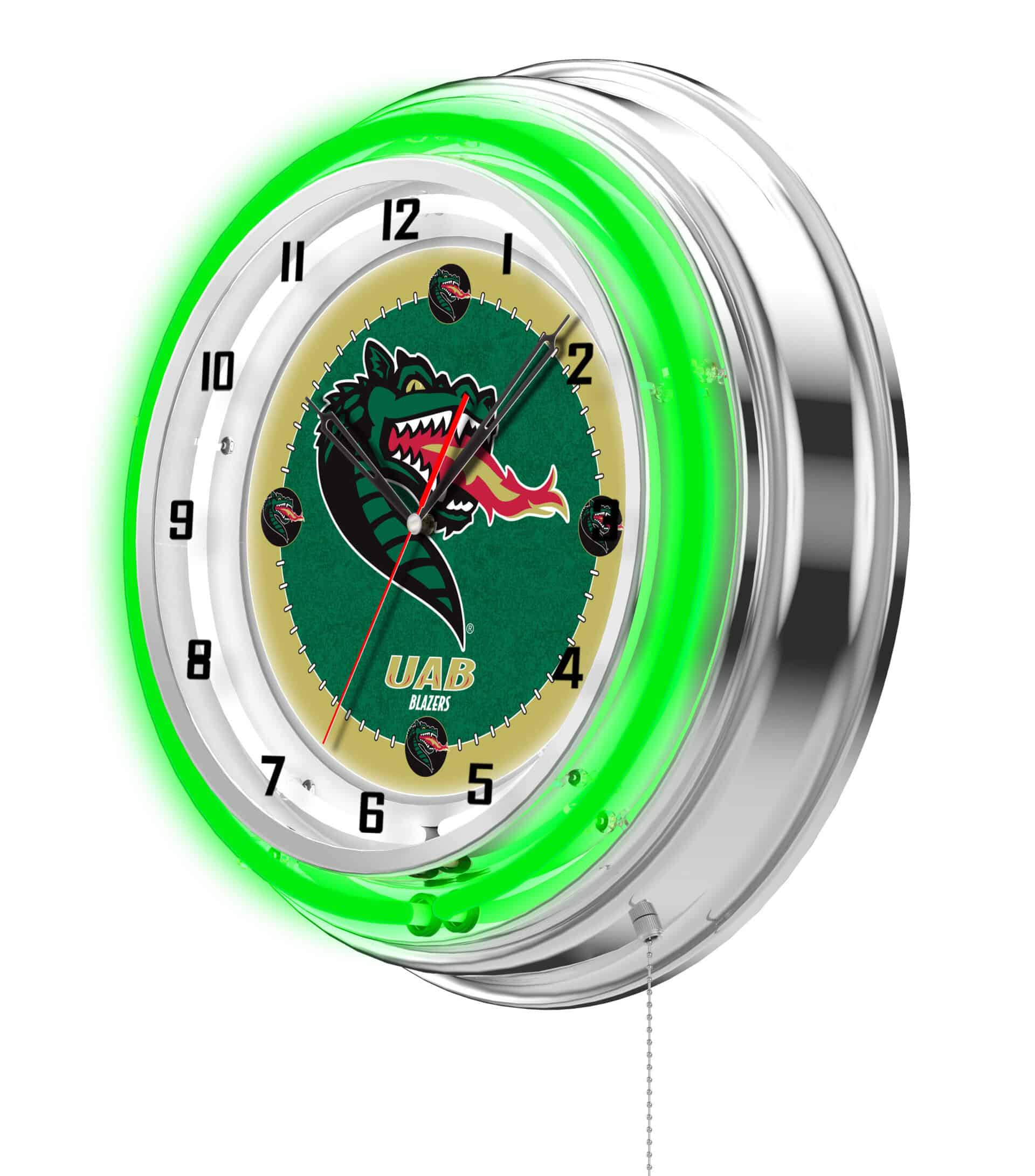 University of Alabama at Birmingham 19-Inch Neon Logo Clock in Chrome