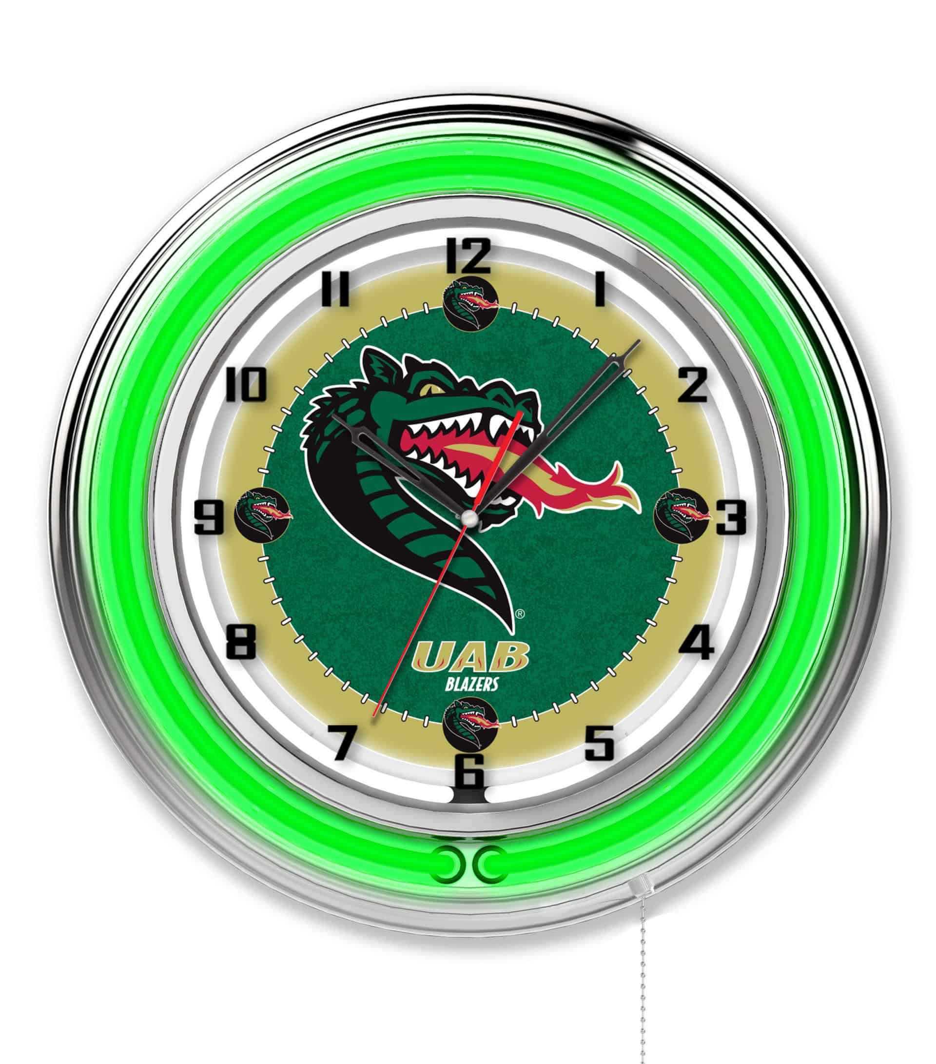 University of Alabama at Birmingham 19-Inch Neon Logo Clock in Chrome