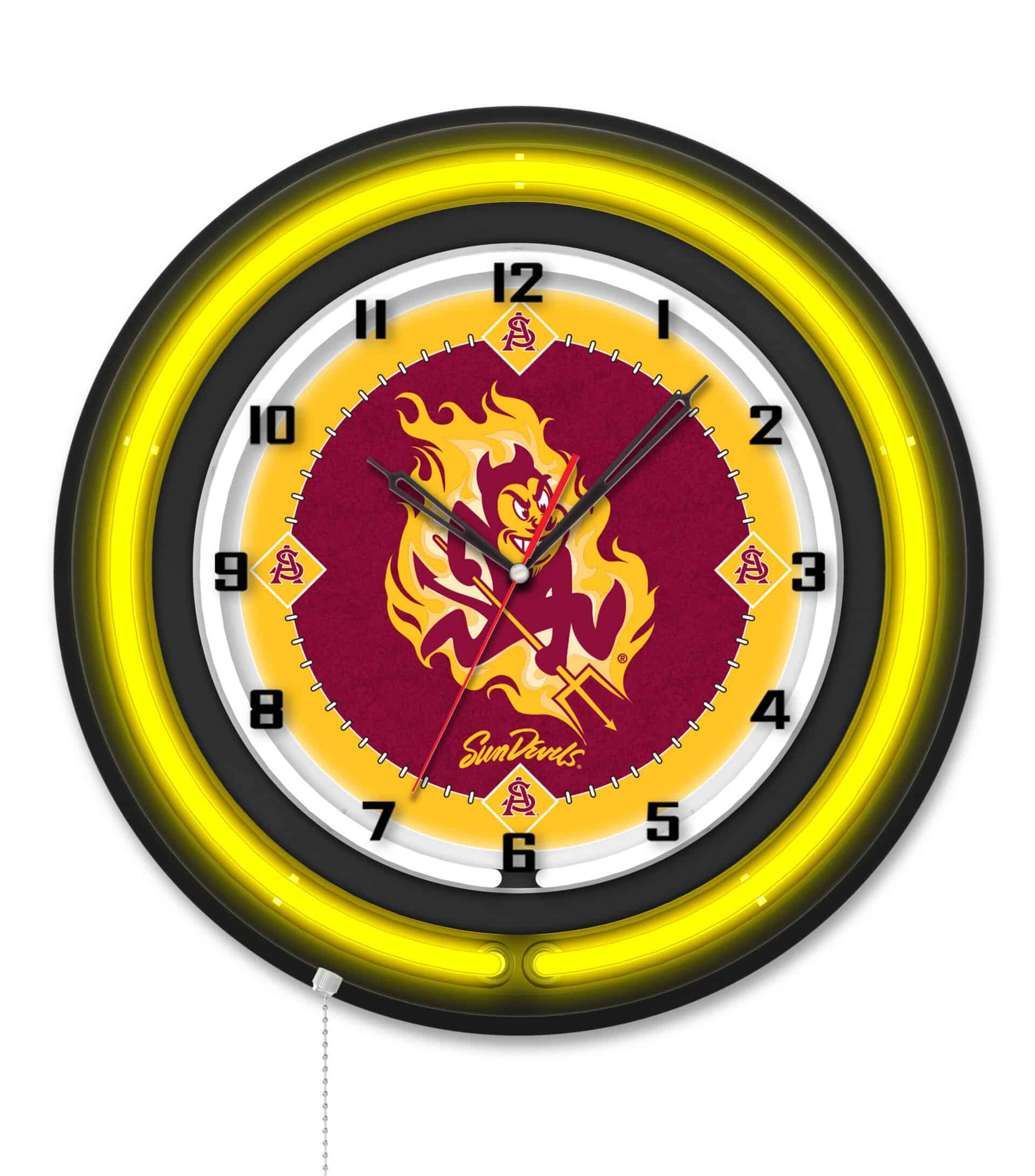 Arizona State University (Sparky) 19-Inch Neon Logo Clock in Black