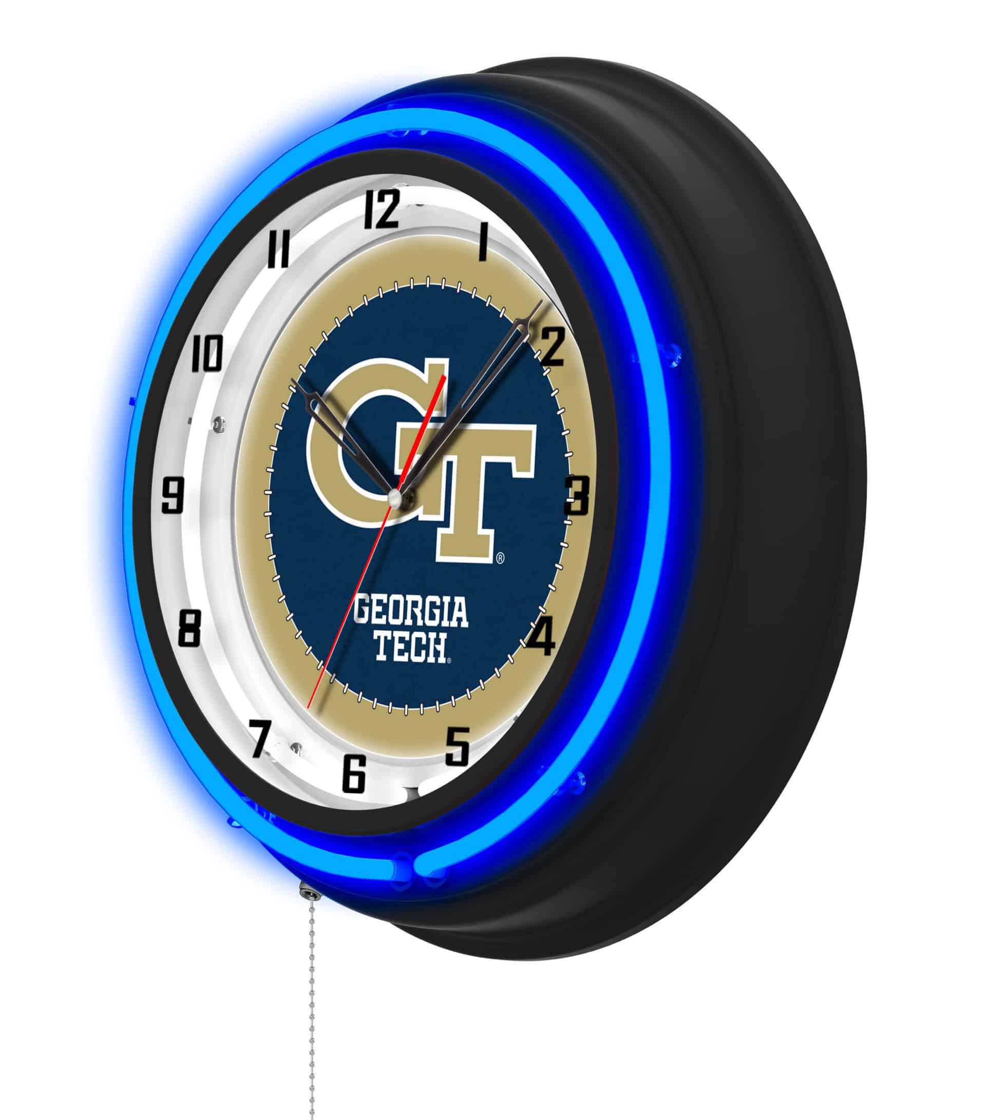 Georgia Tech 19-Inch Neon Logo Clock in Black