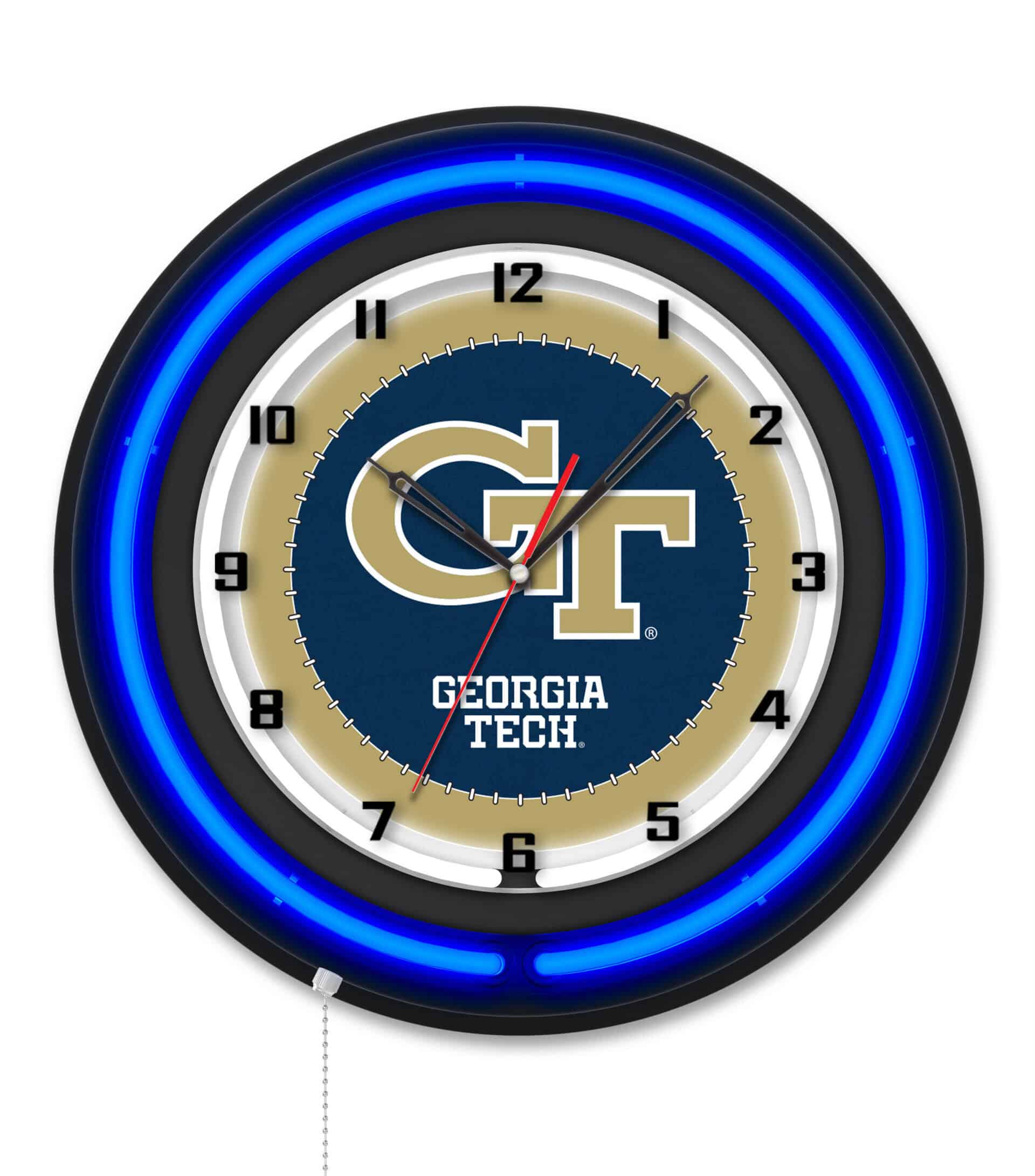 Georgia Tech 19-Inch Neon Logo Clock in Black