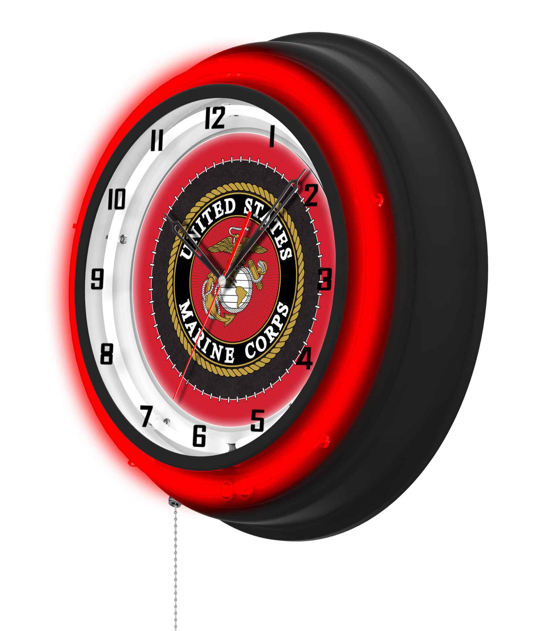 United States Marine Corps 19-Inch Double Neon Wall Clock in Black