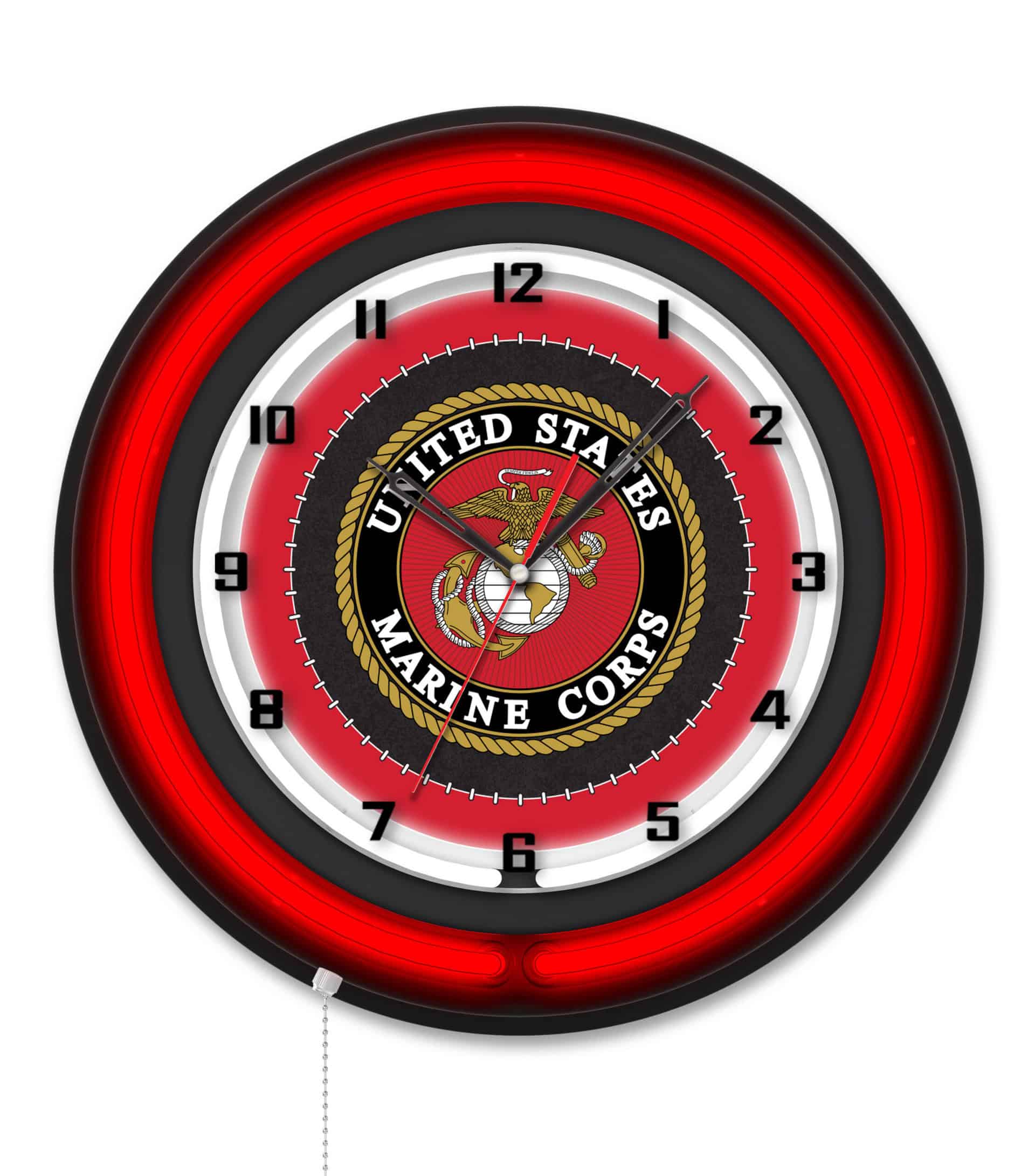 United States Marine Corps 19-Inch Double Neon Wall Clock in Black