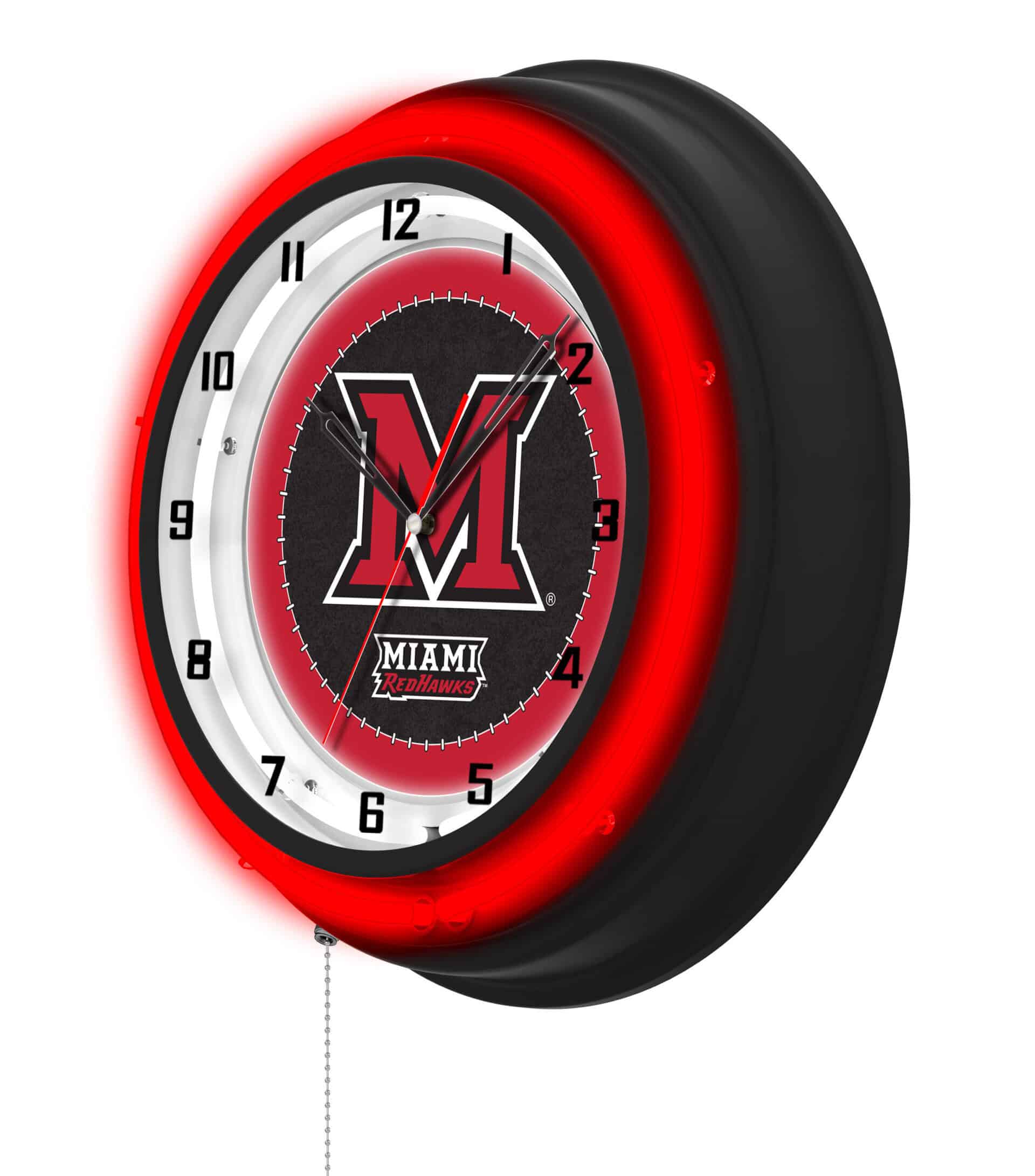 Miami University (OH) 19-Inch Neon Logo Clock in Black