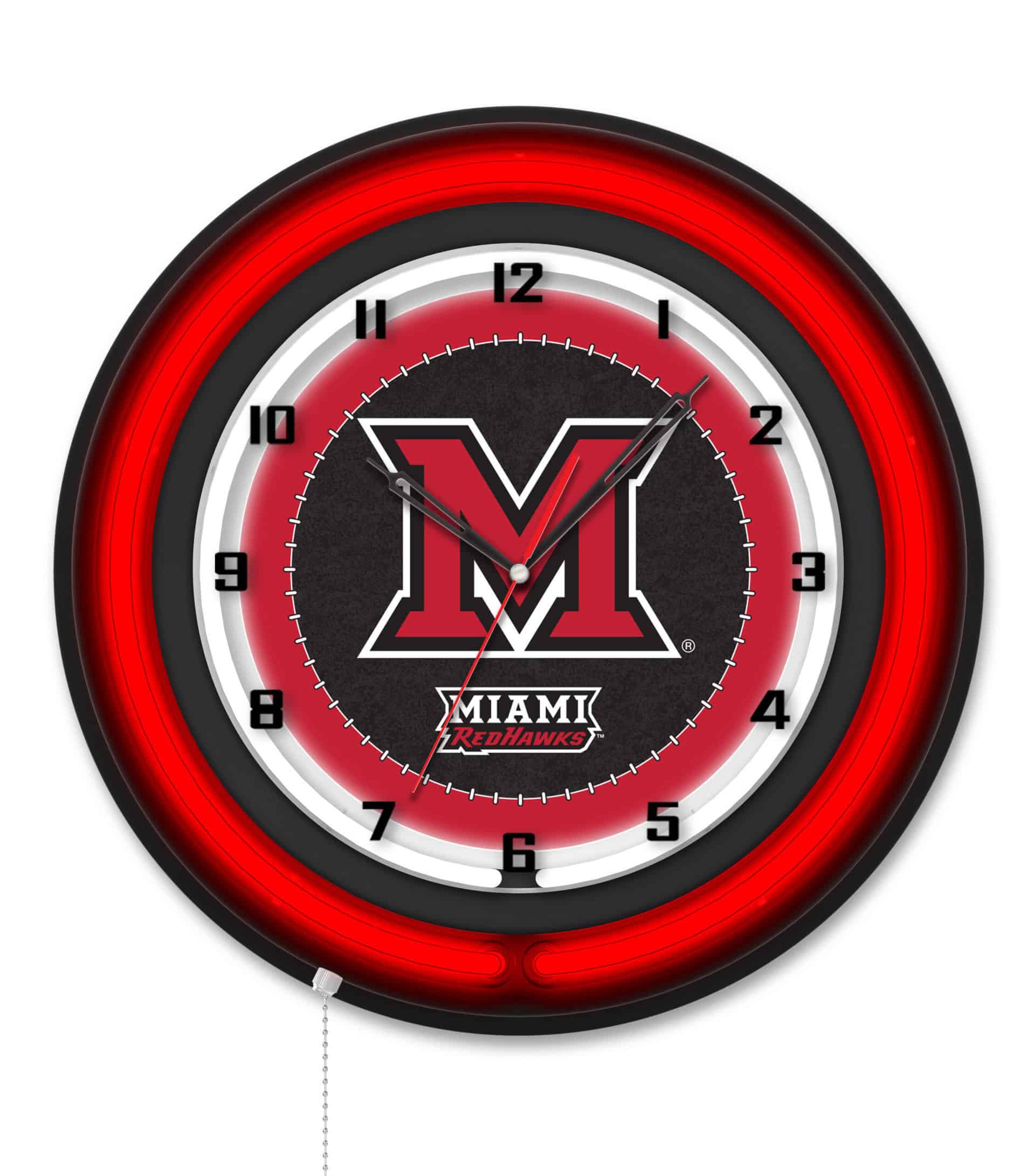 Miami University (OH) 19-Inch Neon Logo Clock in Black