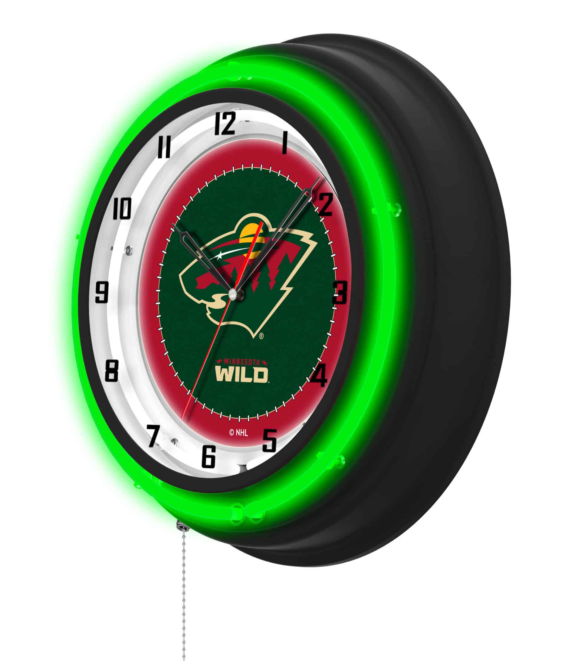Minnesota Wild 19-Inch Double Neon Wall Clock in Black
