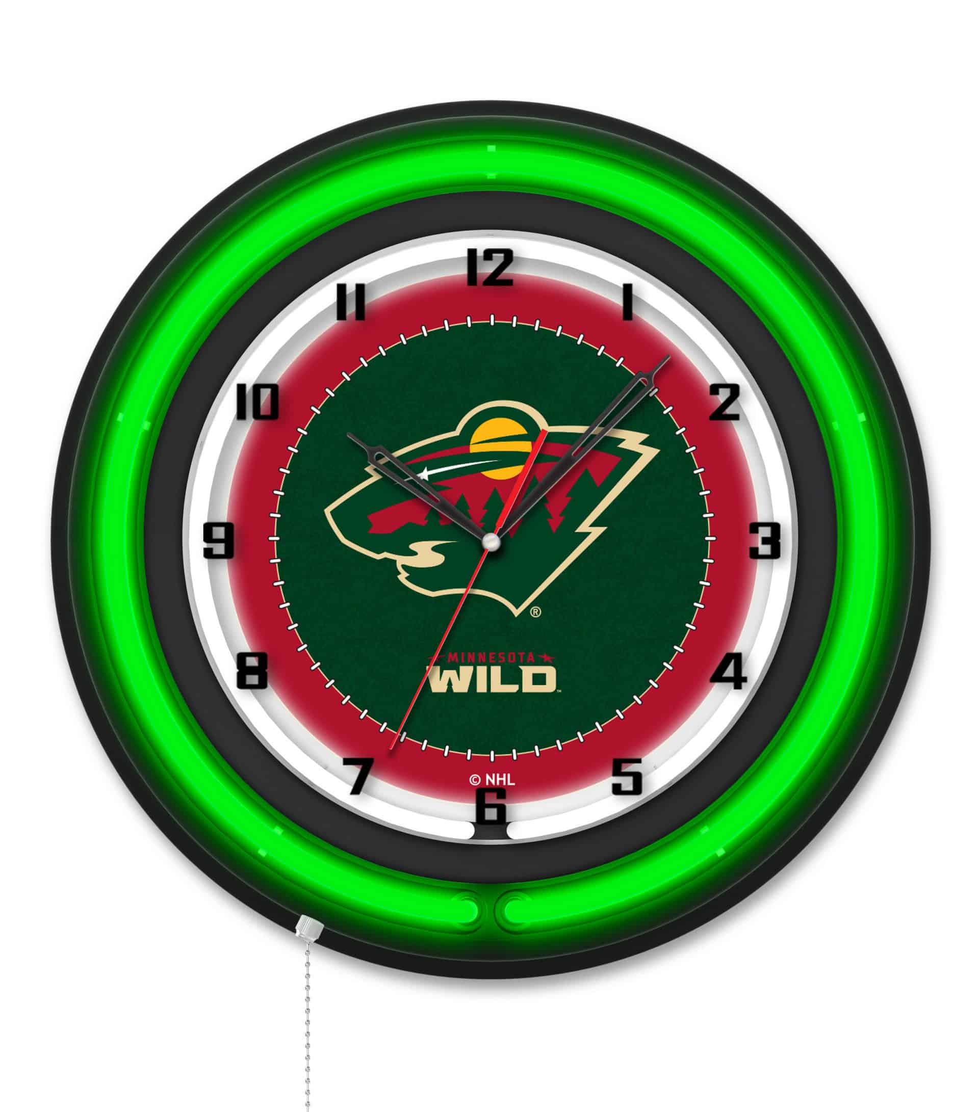 Minnesota Wild 19-Inch Double Neon Wall Clock in Black