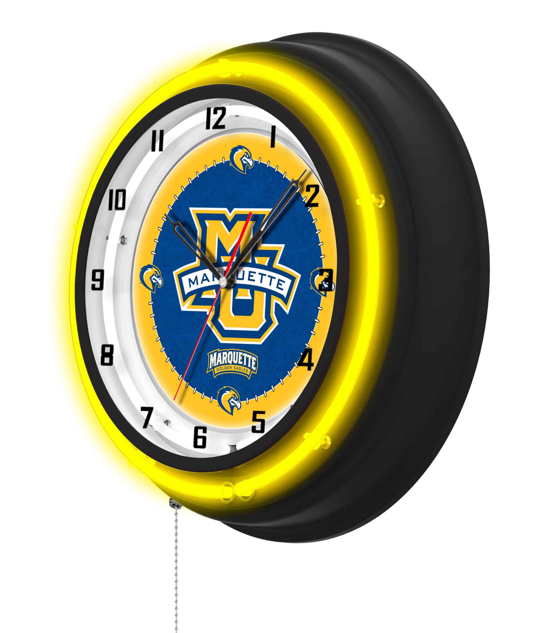 Marquette University 19-Inch Neon Logo Clock in Black