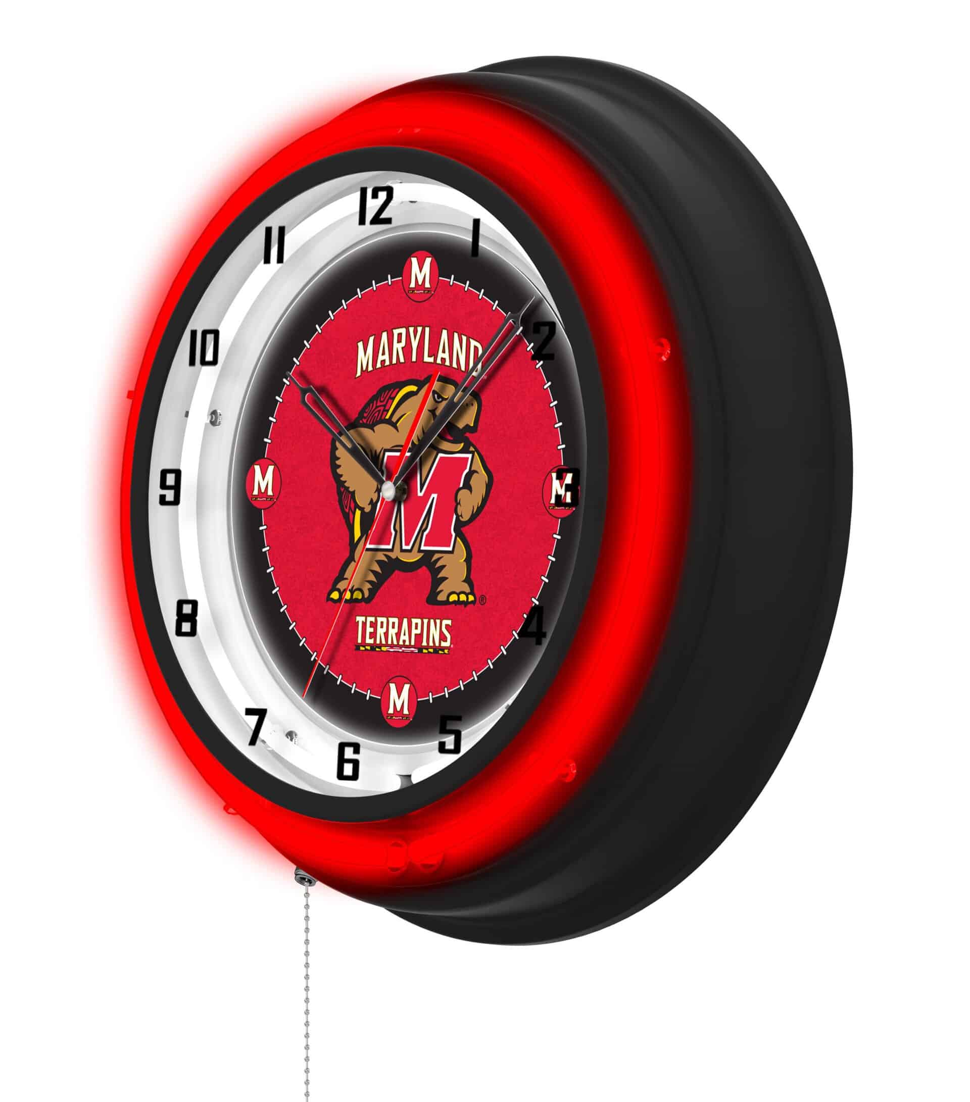 University of Maryland 19-Inch Neon Logo Clock in Black