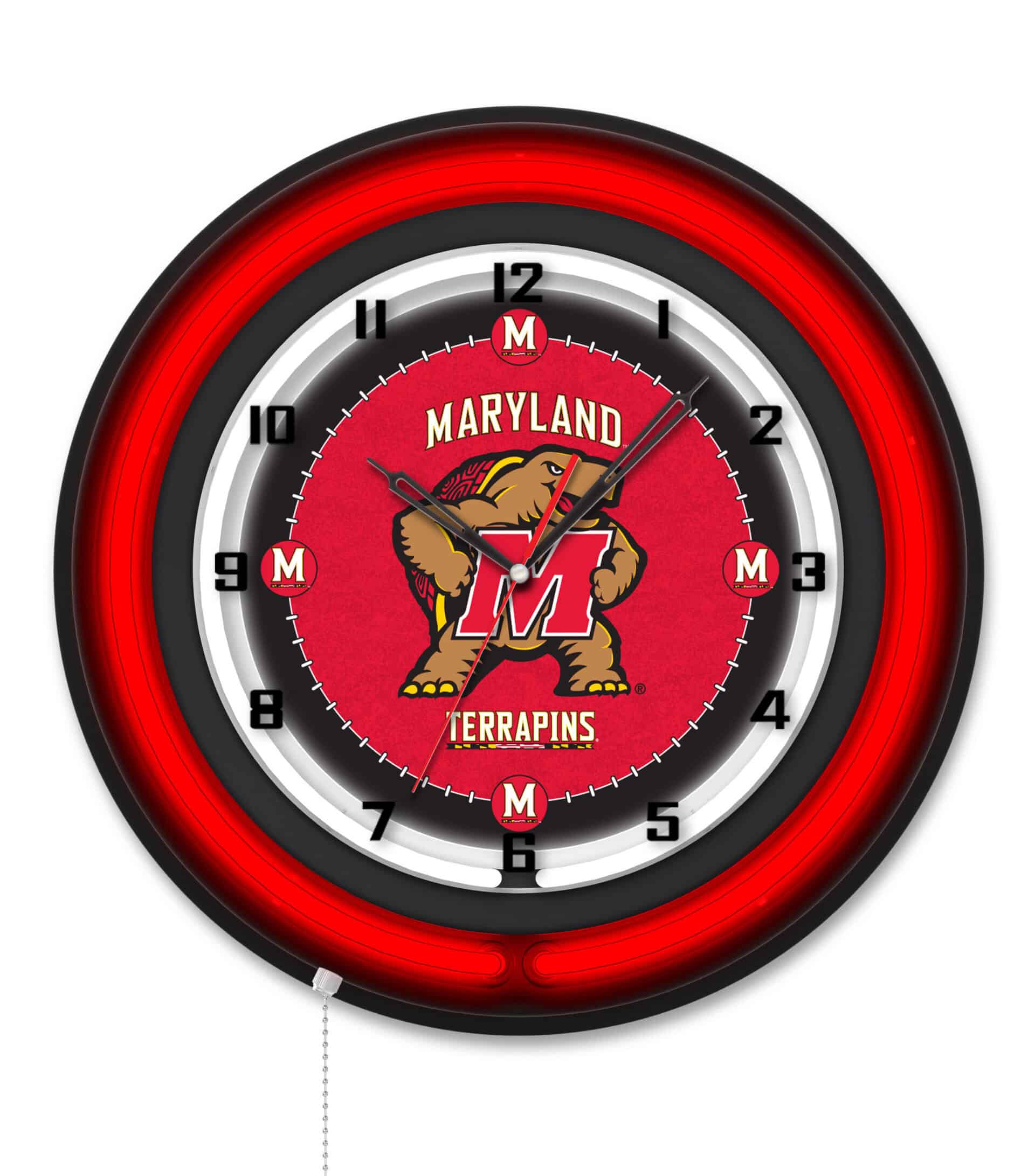 University of Maryland 19-Inch Neon Logo Clock in Black