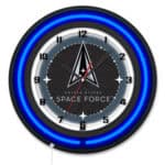 United States Space Force 19-Inch Double Neon Wall Clock in Black