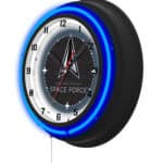 United States Space Force 19-Inch Double Neon Wall Clock in Black