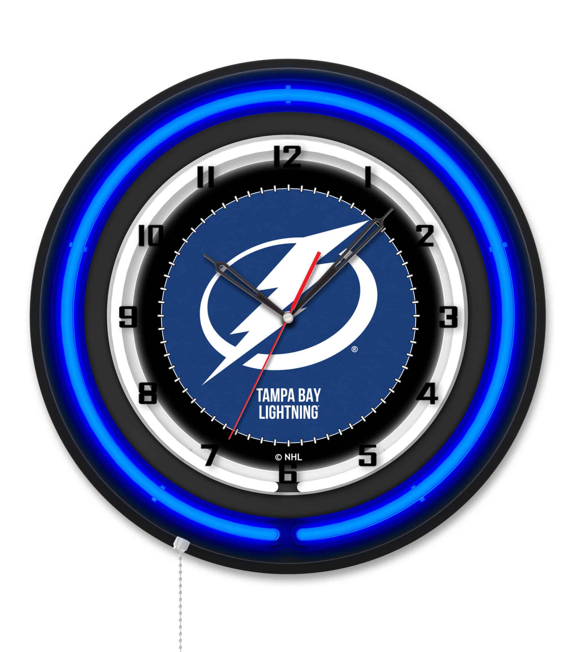 Tampa Bay Lightning 19-Inch Double Neon Wall Clock in Black