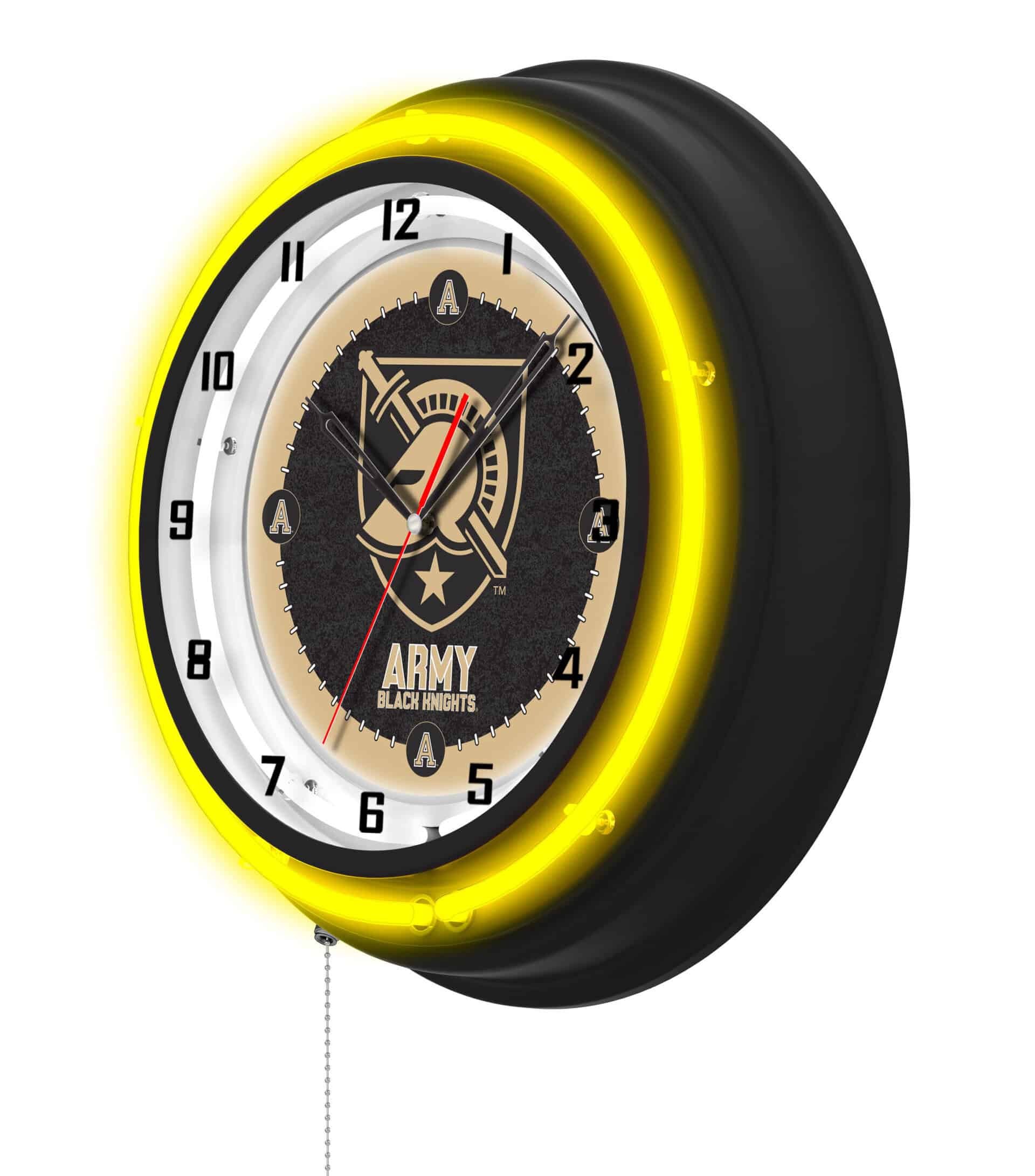 US Military Academy 19-Inch Neon Logo Clock in Black