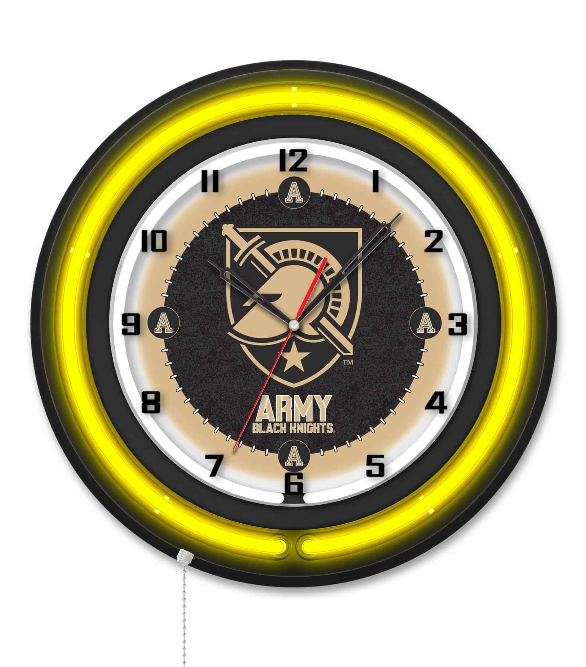 US Military Academy 19-Inch Neon Logo Clock in Black