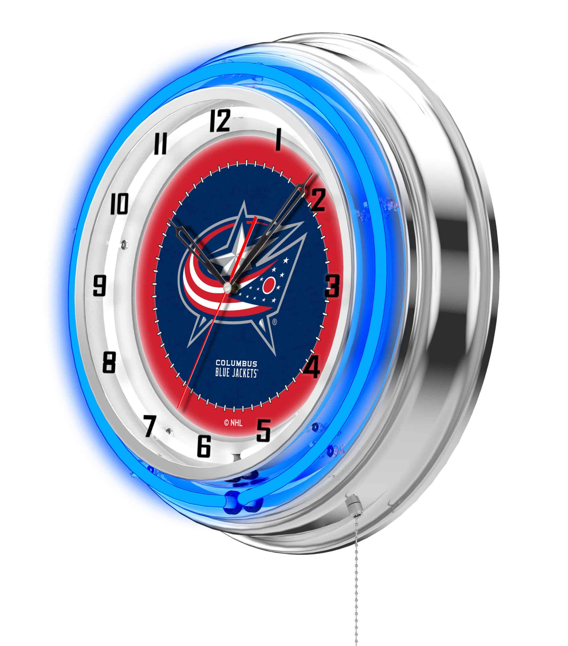 Columbus Blue Jackets 19-Inch Neon Logo Clock in Chrome