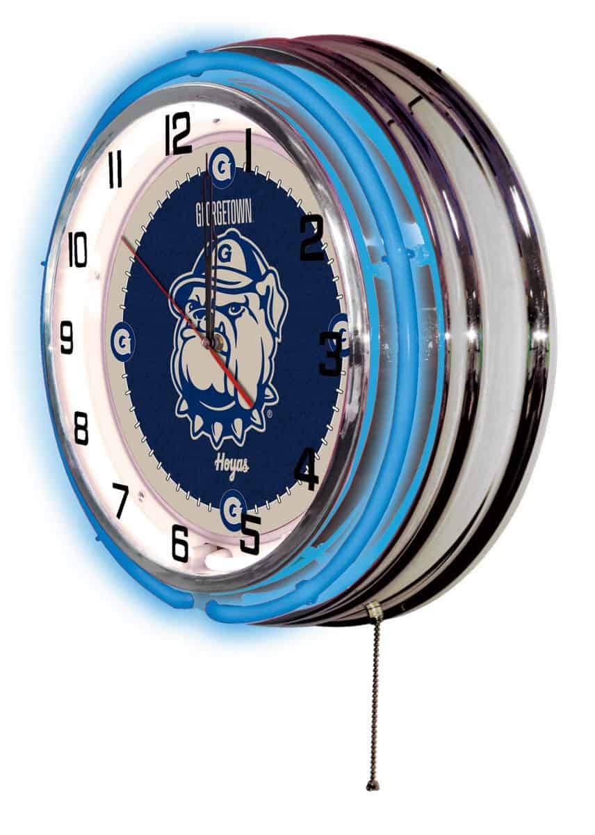 Georgetown University 19-Inch Neon Logo Clock in Chrome