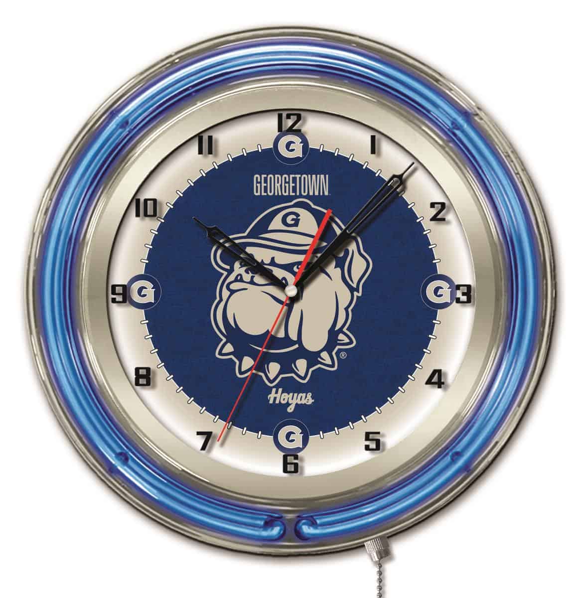 Georgetown University 19-Inch Neon Logo Clock in Chrome
