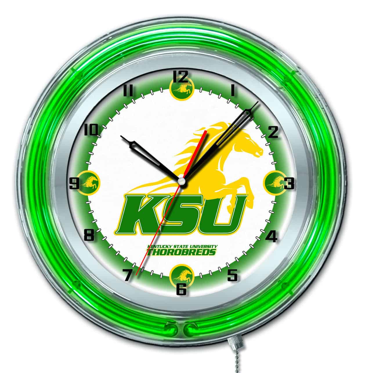 Kentucky State University 19-Inch Neon Logo Clock in Chrome
