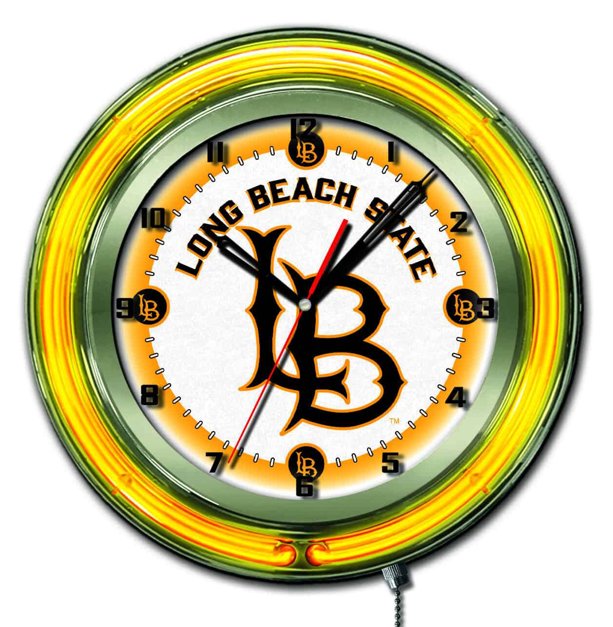 Long Beach State University 19-Inch Neon Logo Clock in Chrome