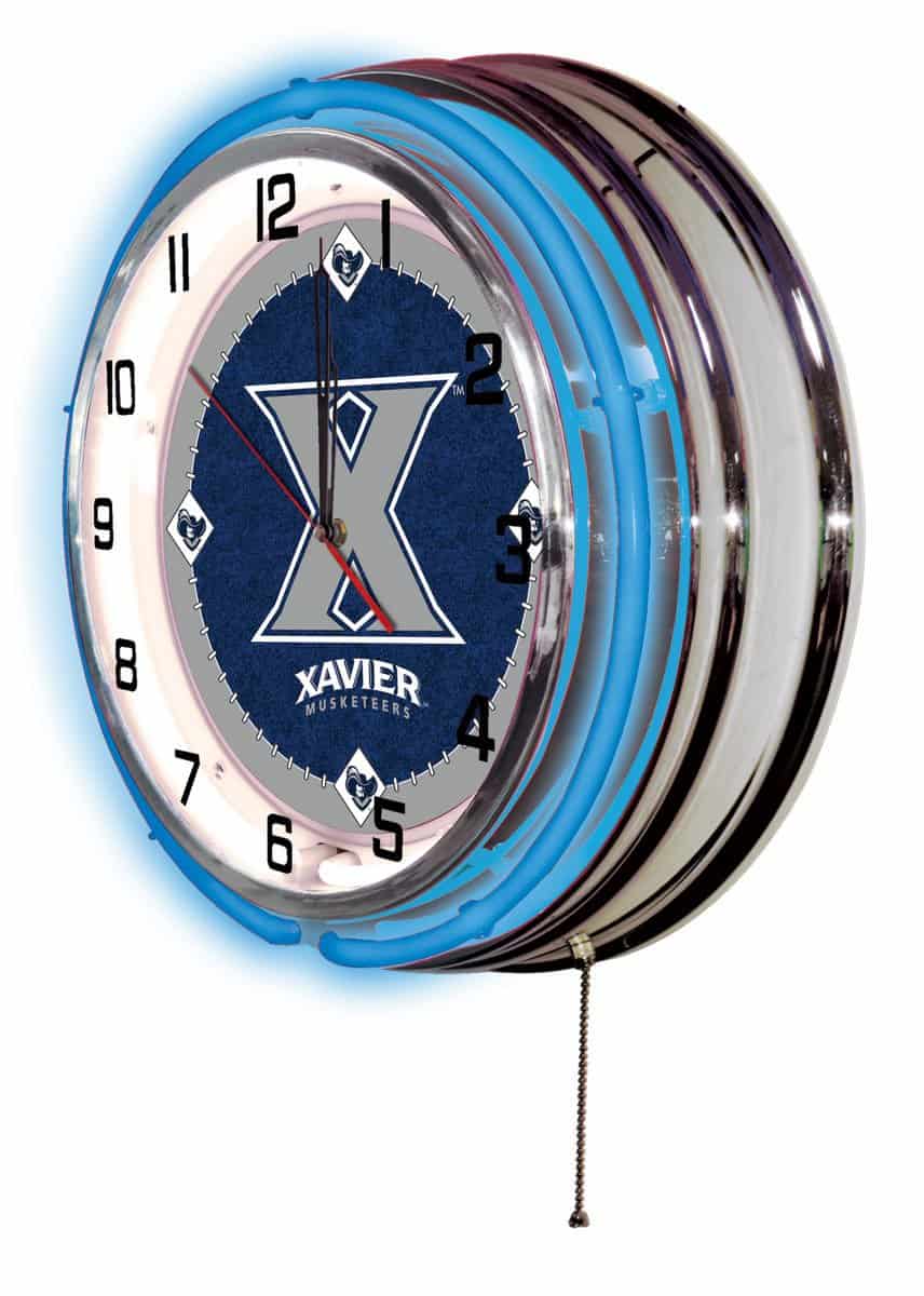 Xavier 19-Inch Neon Logo Clock in Chrome