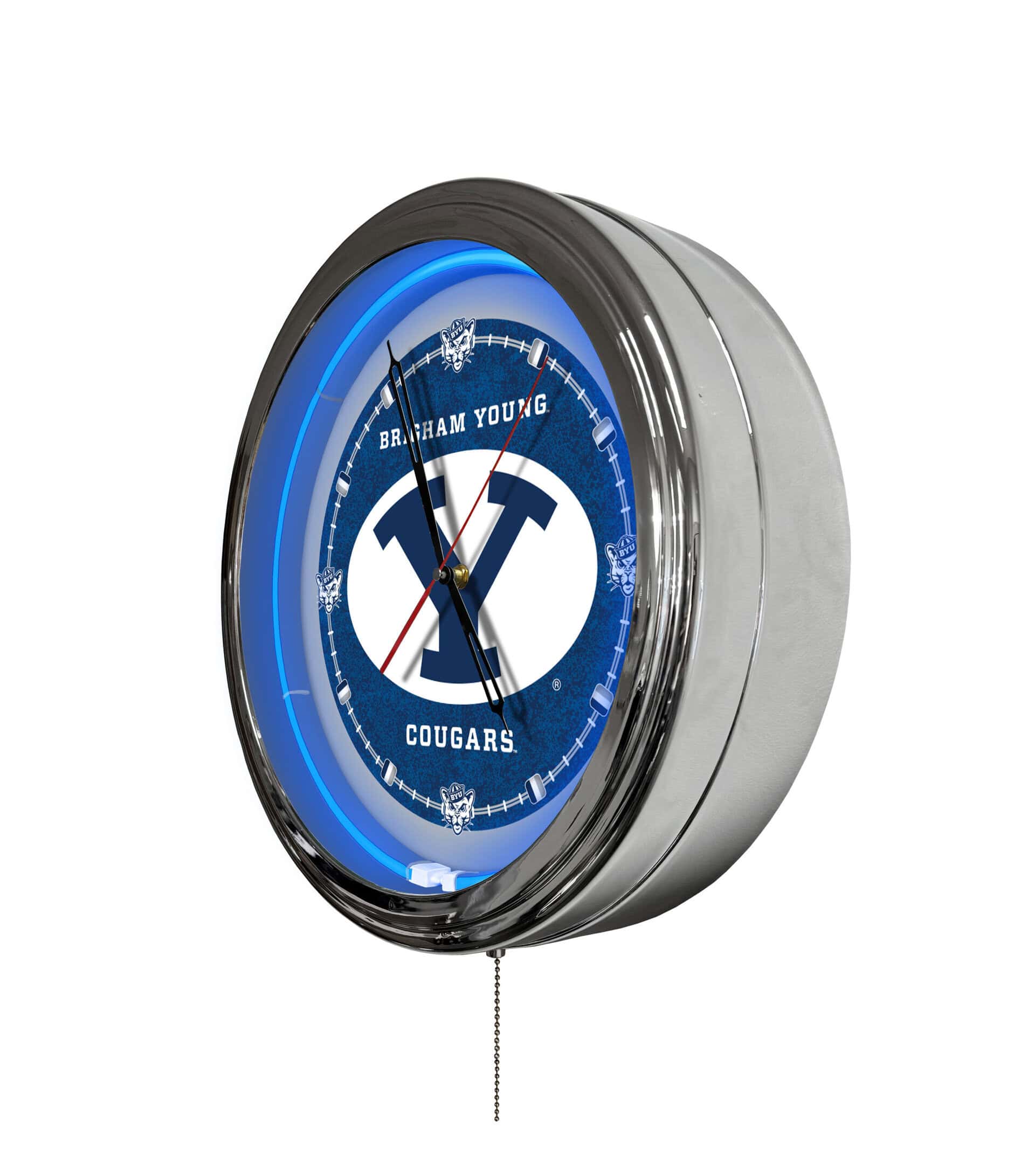 Brigham Young University 16-Inch LED Wall Clock in Chrome
