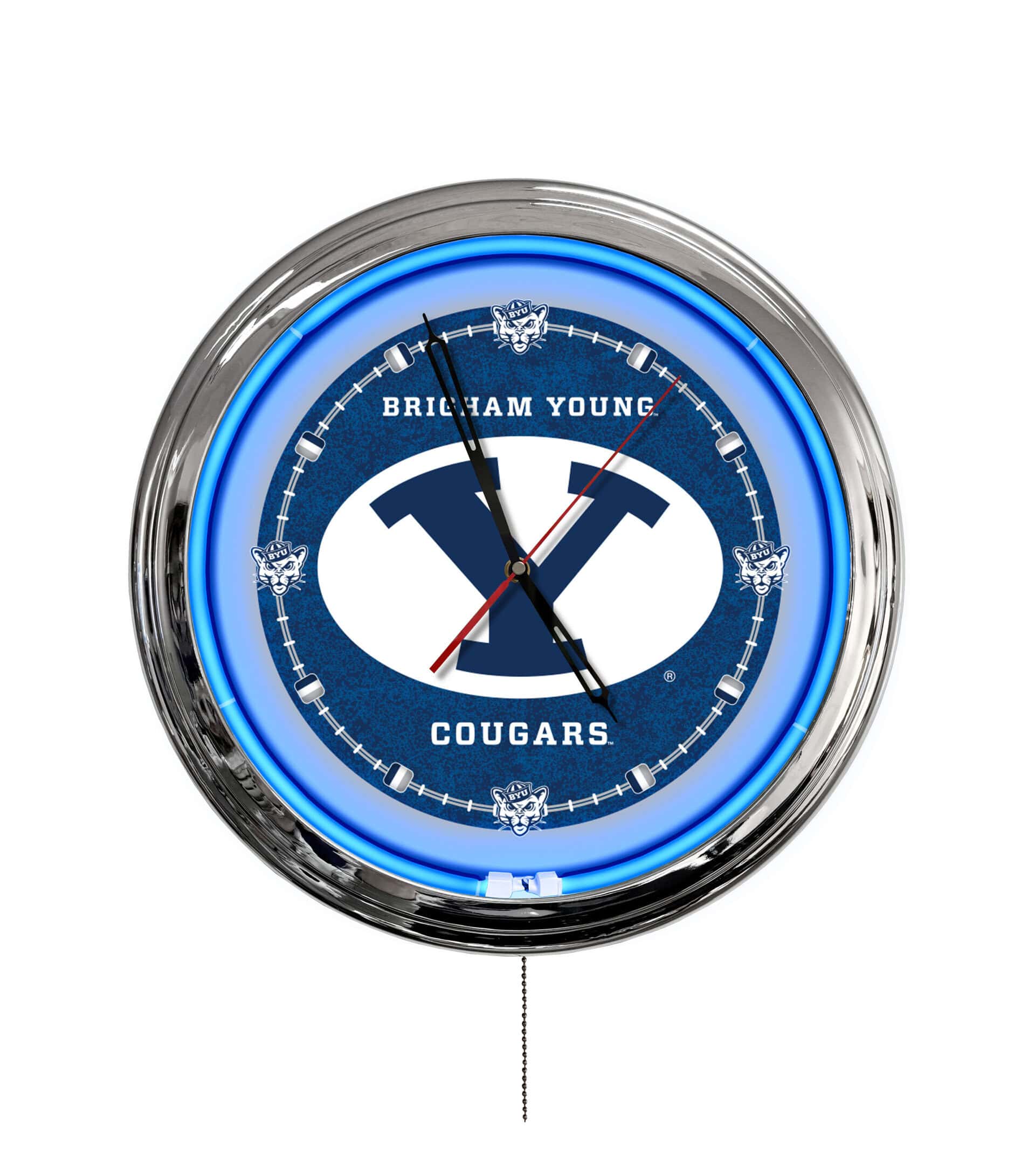 Brigham Young University 16-Inch LED Wall Clock in Chrome