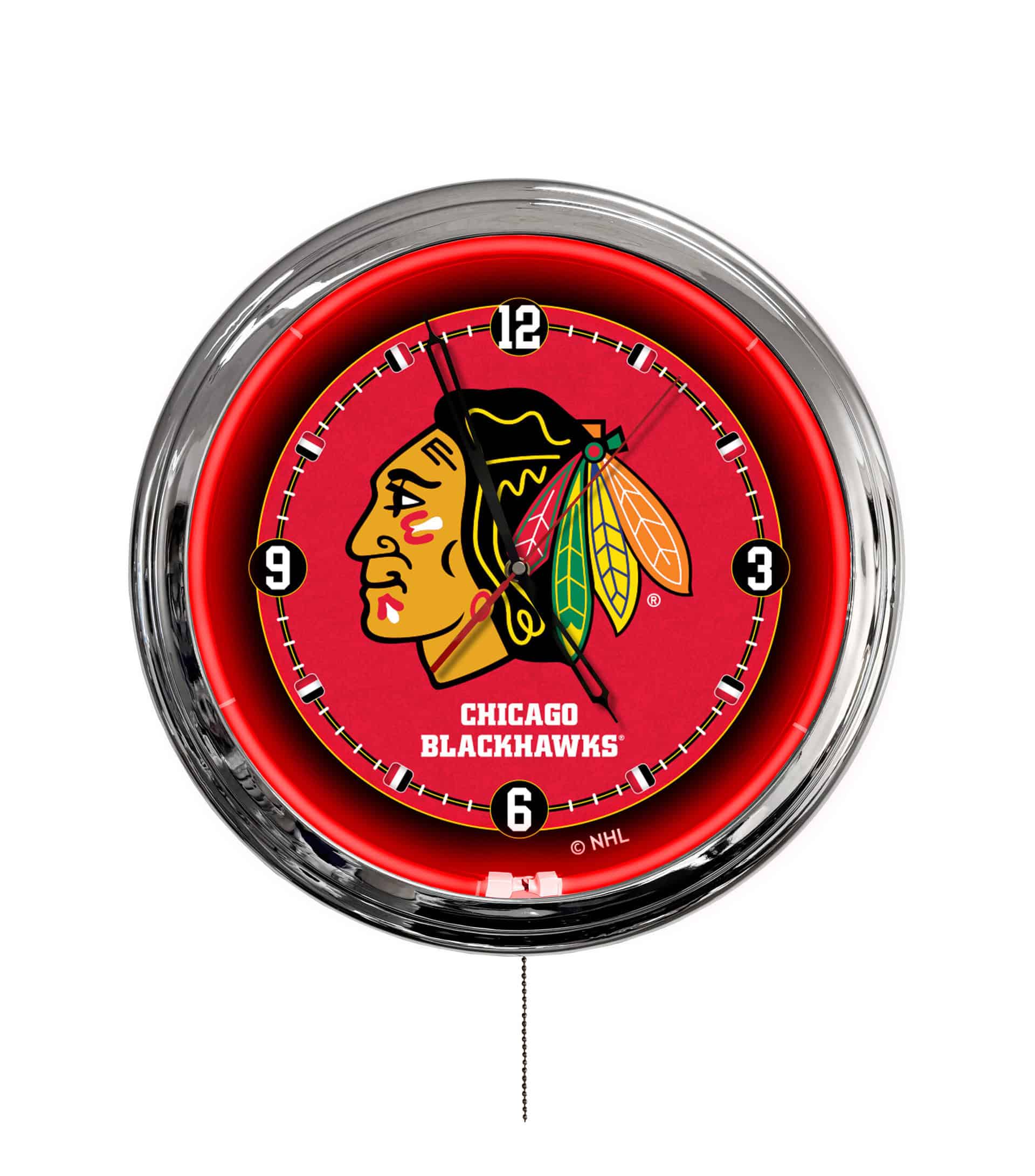 Chicago Blackhawks 16-Inch LED Wall Clock in Chrome