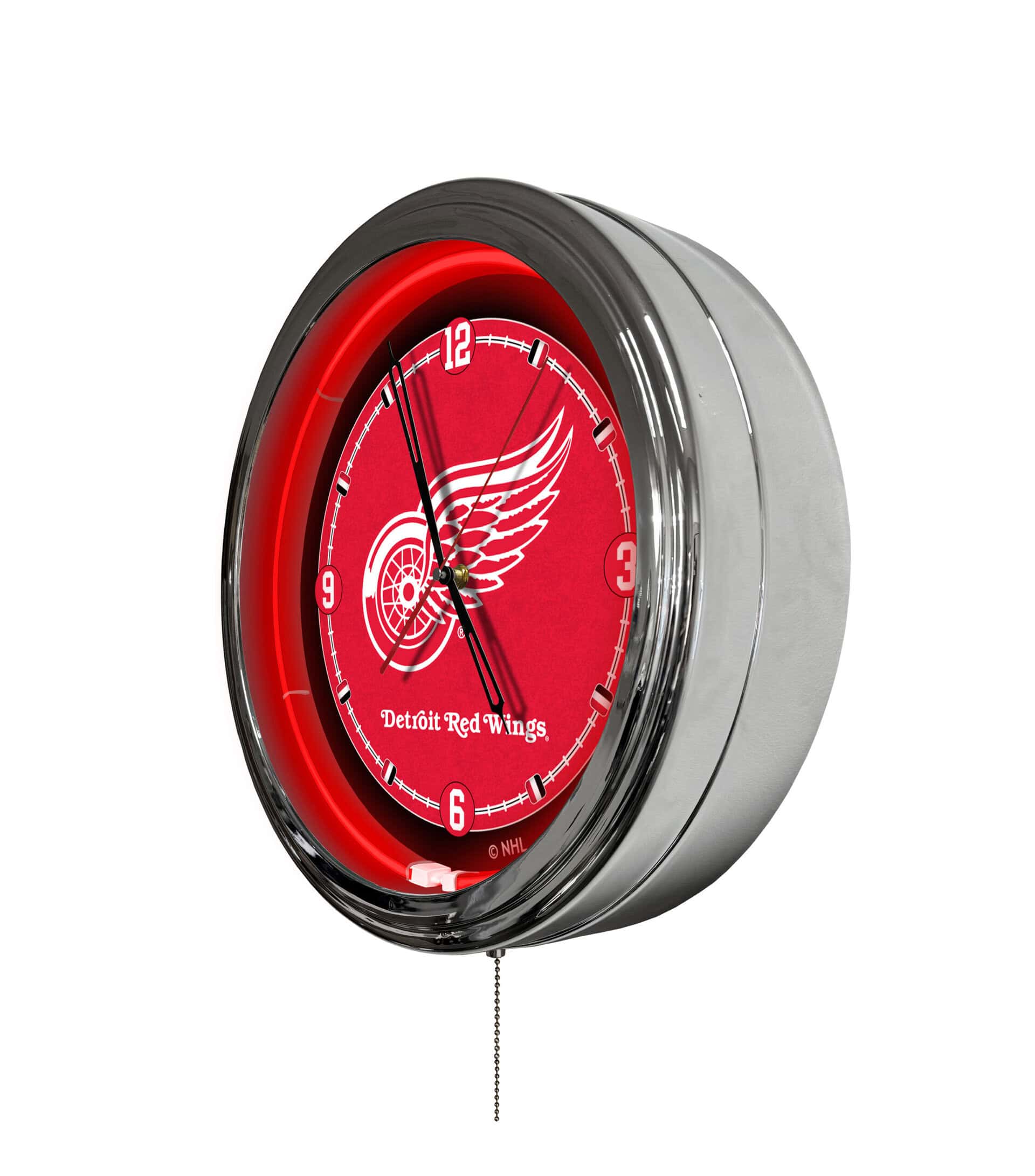 Detroit Red Wings 16-Inch LED Wall Clock in Chrome