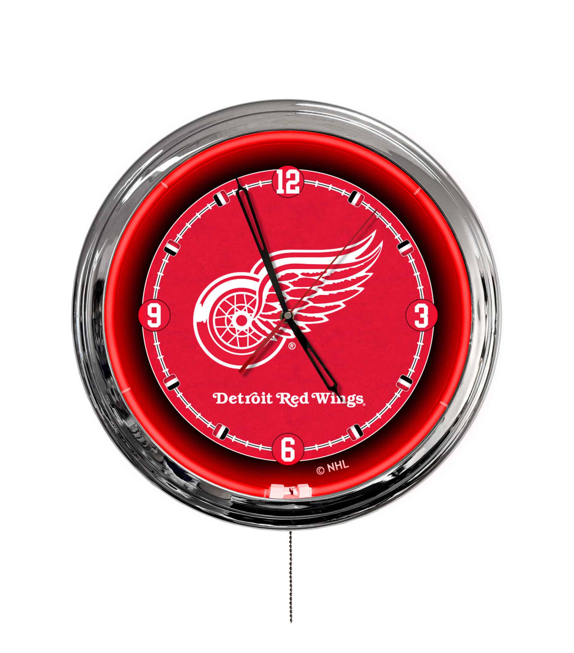 Detroit Red Wings 16-Inch LED Wall Clock in Chrome