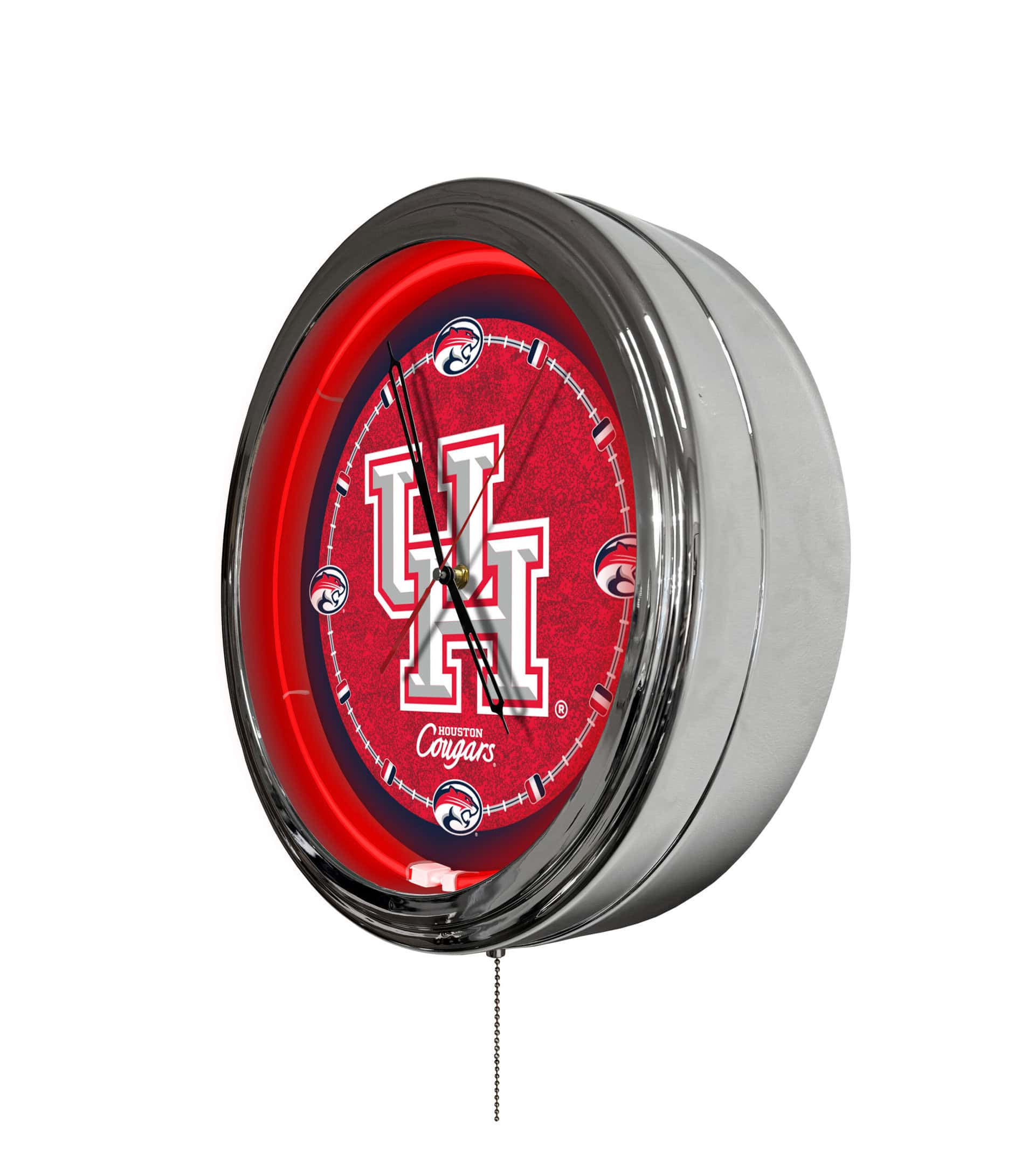University of Houston 16-Inch LED Wall Clock in Chrome