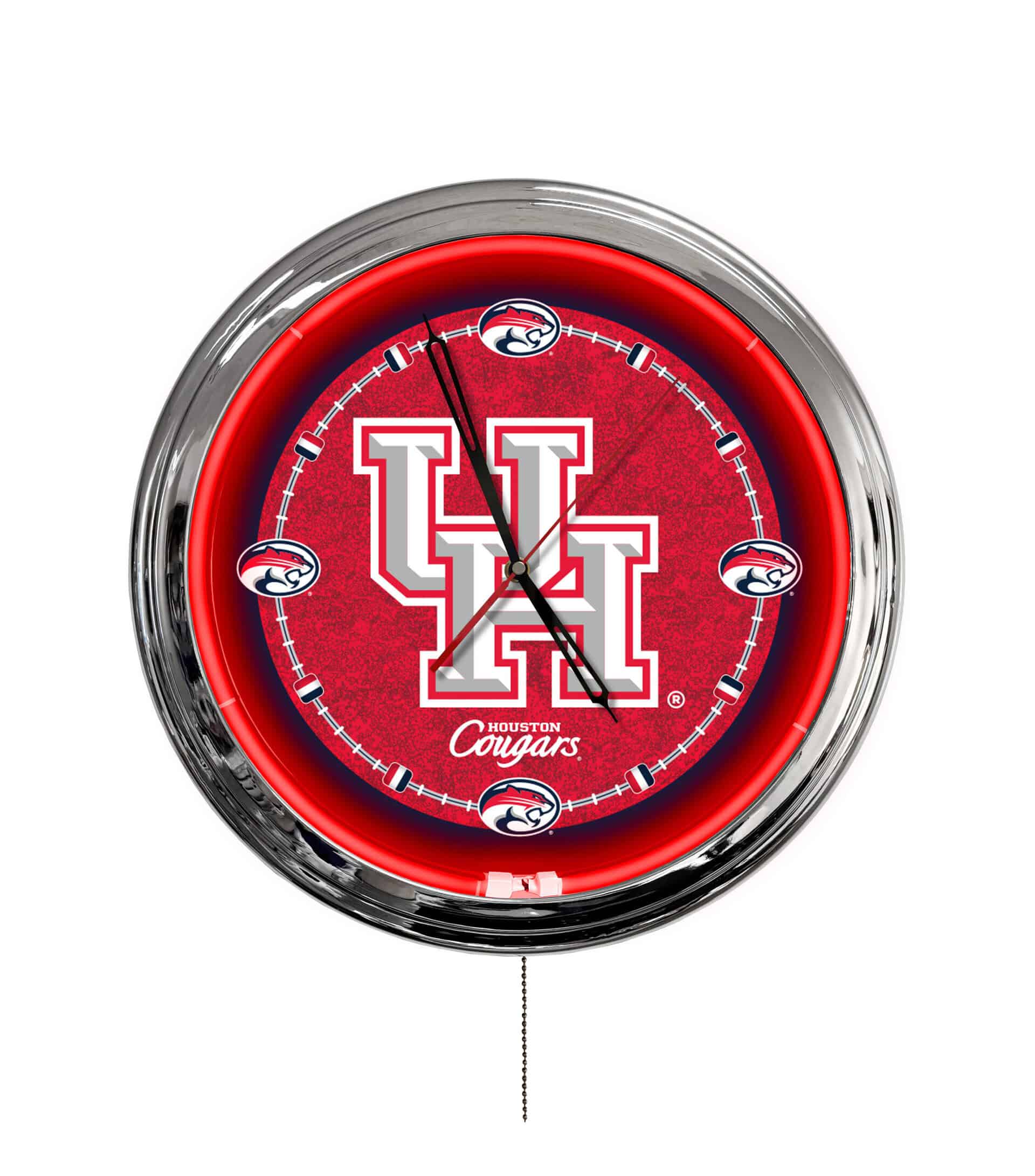 University of Houston 16-Inch LED Wall Clock in Chrome
