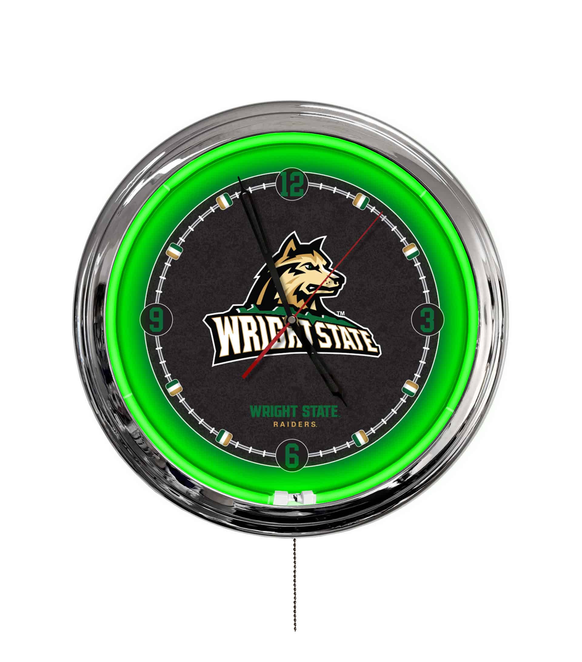 Wright State University 16-Inch LED Wall Clock in Chrome