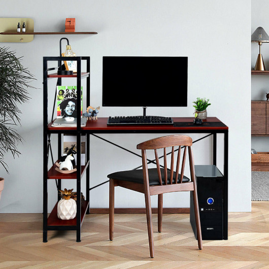 Compact Computer Desk with 4-Tier Shelves and Adjustable Legs - Image 11