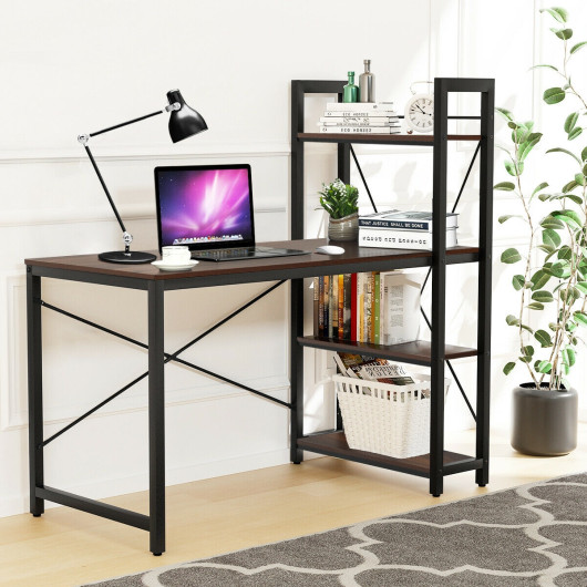 Compact Computer Desk with 4-Tier Shelves and Adjustable Legs - Image 16