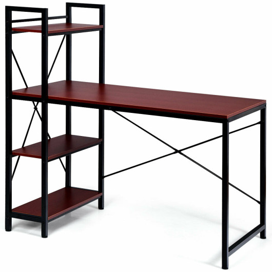 Compact Computer Desk with 4-Tier Shelves and Adjustable Legs - Image 8