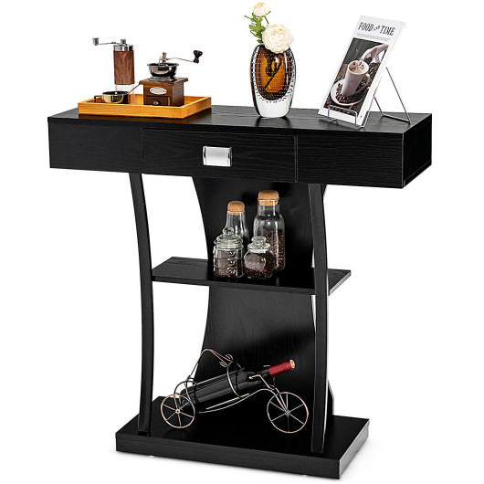 Rustic Console Table with Drawer and Shelves for Small Spaces