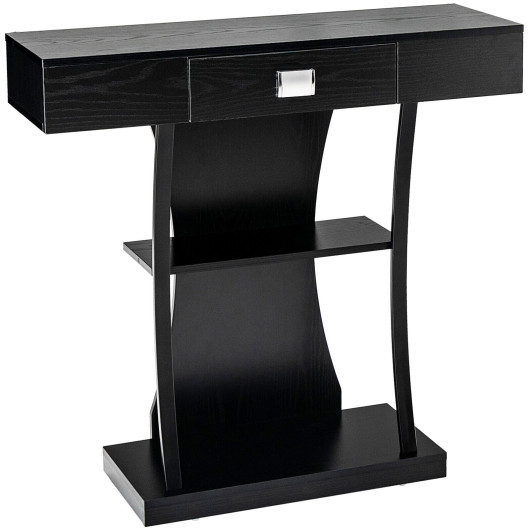Rustic Console Table with Drawer and Shelves for Small Spaces
