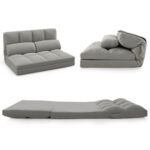 Convertible Floor Sofa Bed with Adjustable Backrest and Pillows